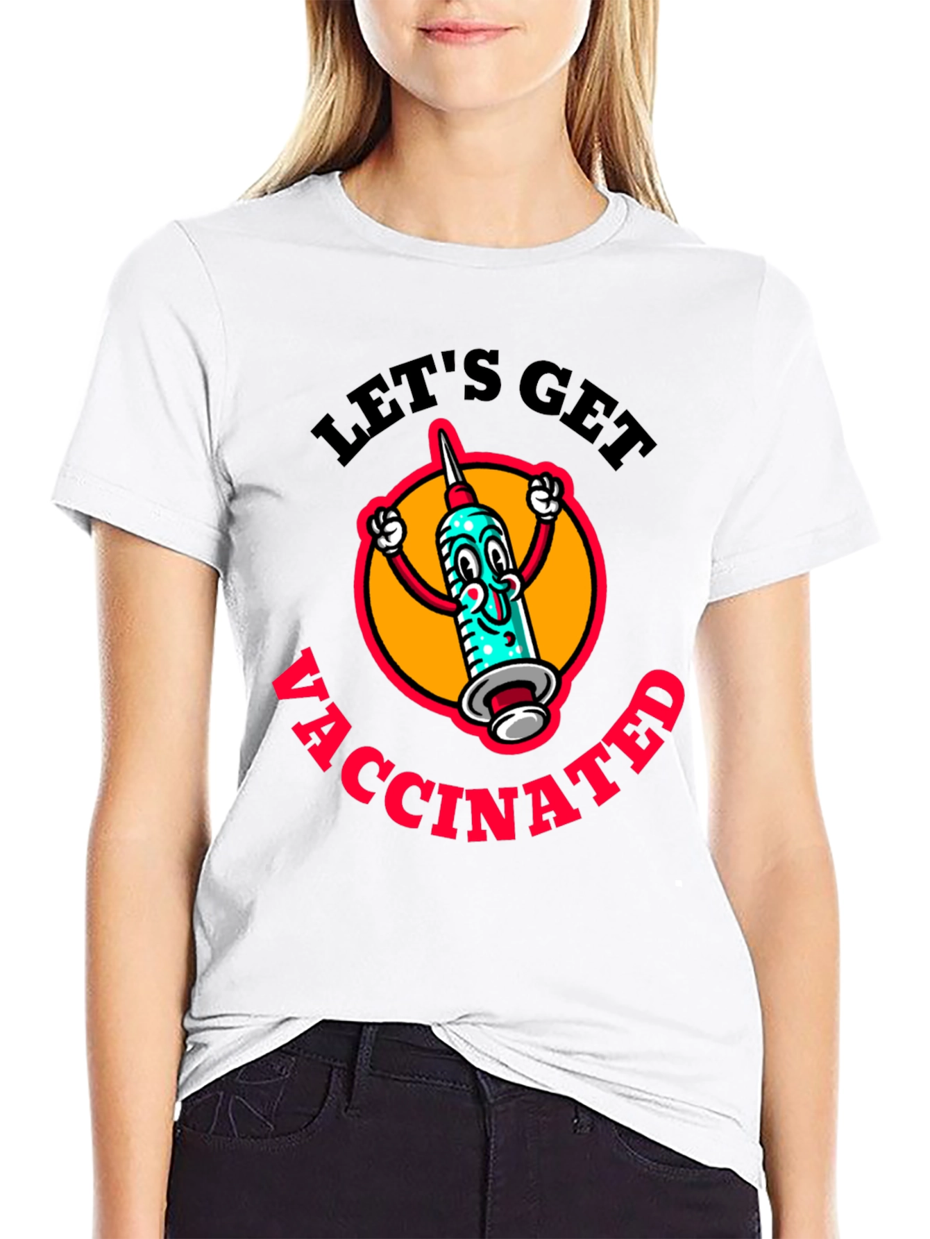 Vaccinated Cartoon Graphic T-Shirt