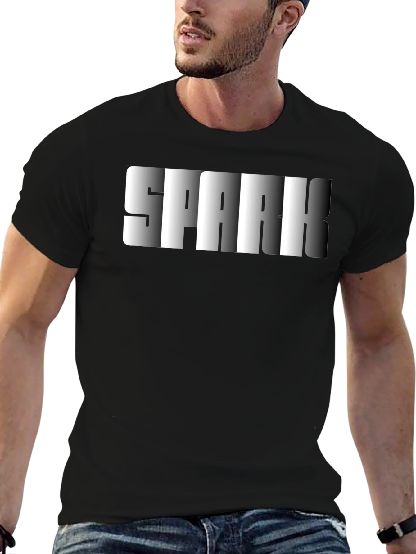 Spark Graphic Print Black T-Shirt for Men