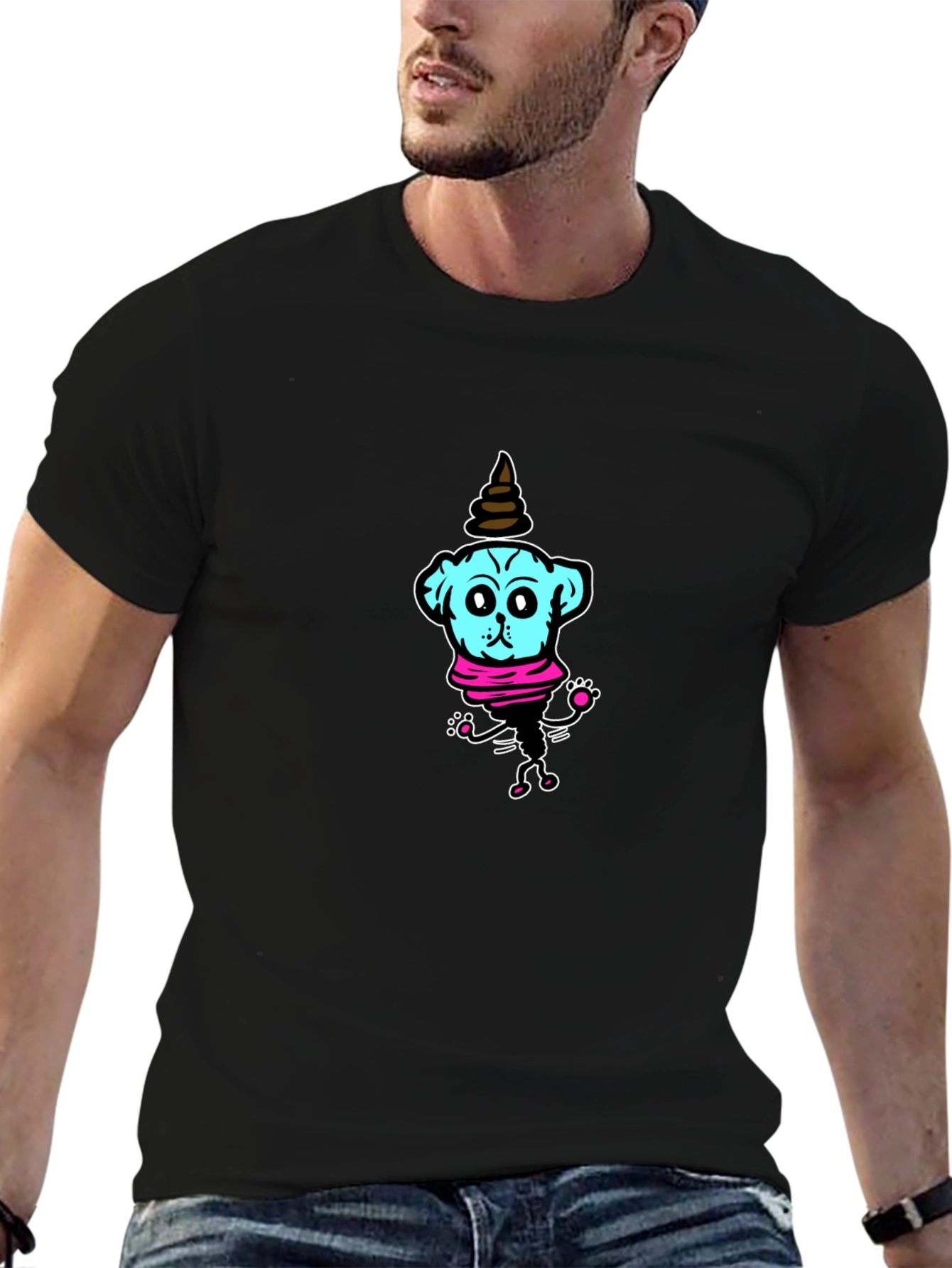 Funny Blue Dog T-Shirt – Quirky Cartoon Graphic Tee
