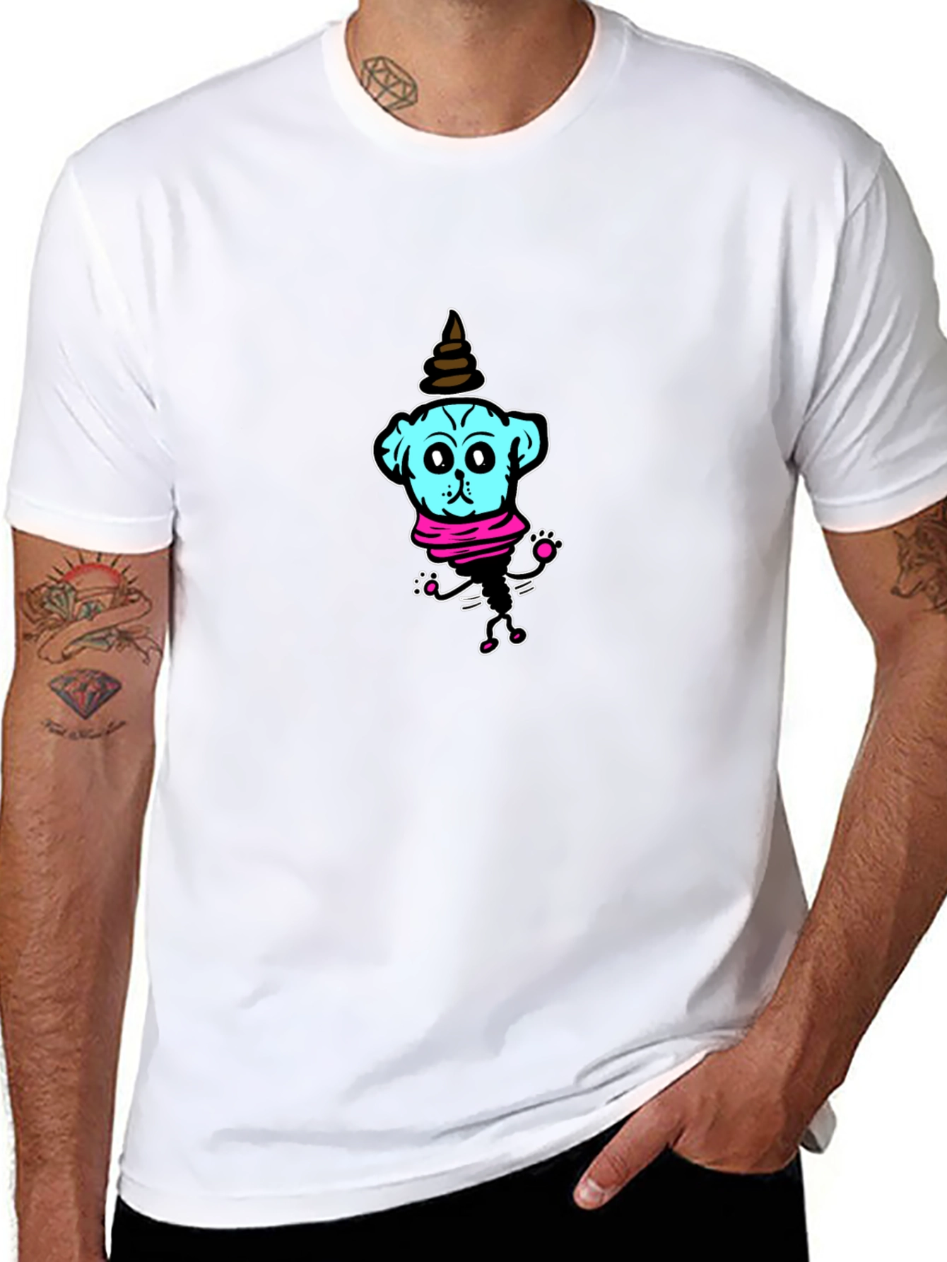 Funny Blue Dog T-Shirt – Quirky Cartoon Graphic Tee