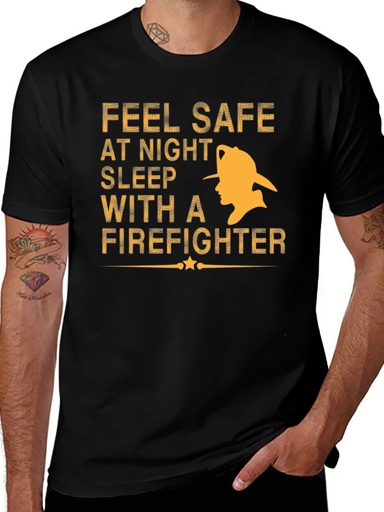 Feel Safe With A Firefighter Black T-Shirt