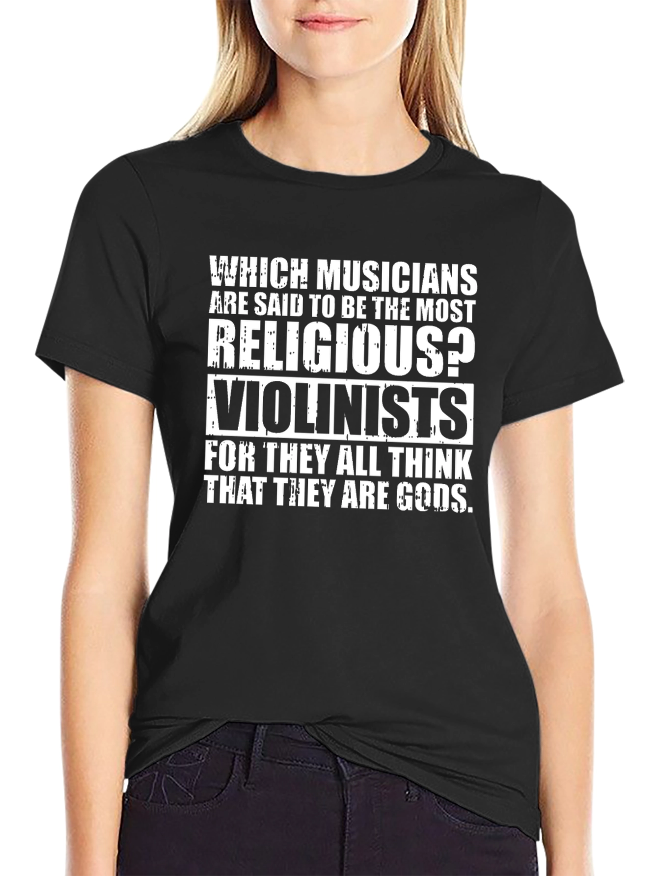 Musician Joke T-Shirt - Violinist Religious Funny Tee