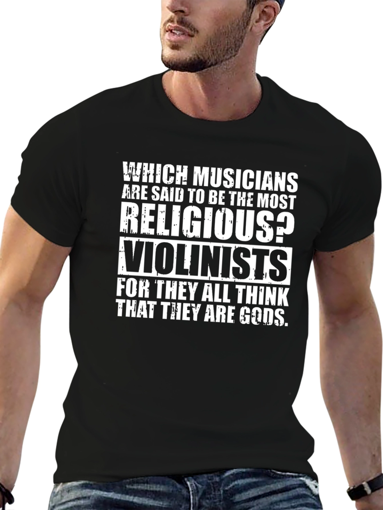 Musician Joke T-Shirt - Violinist Religious Funny Tee