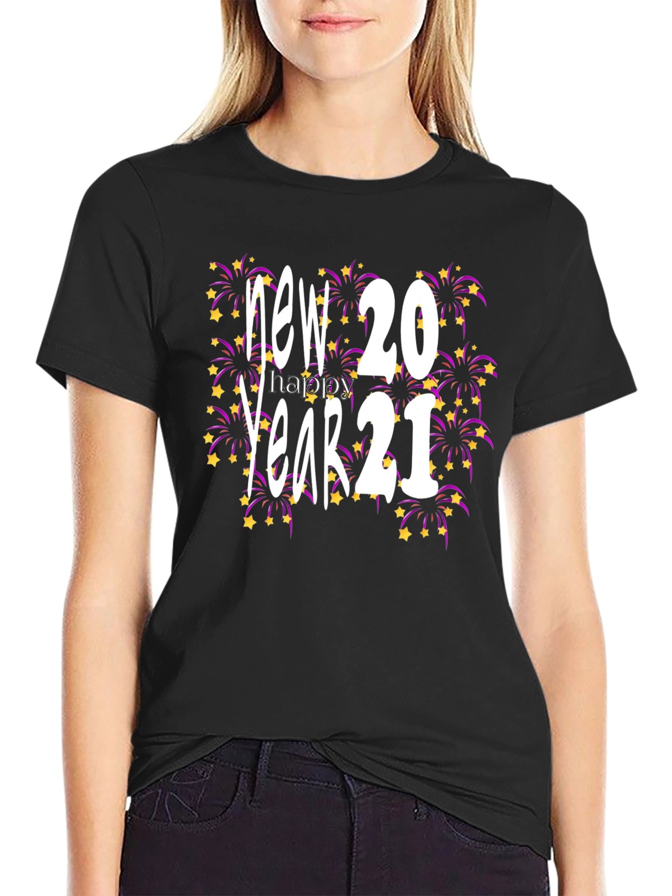 New Year 2021 Graphic Black Tee Shirt