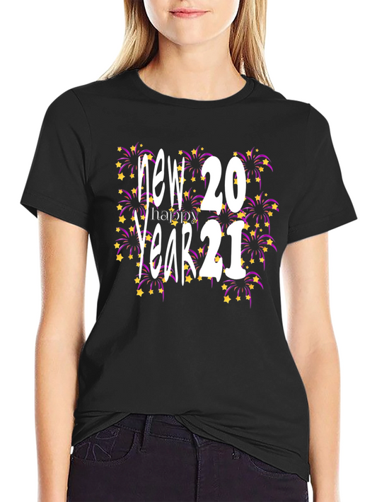 New Year 2021 Graphic Black Tee Shirt
