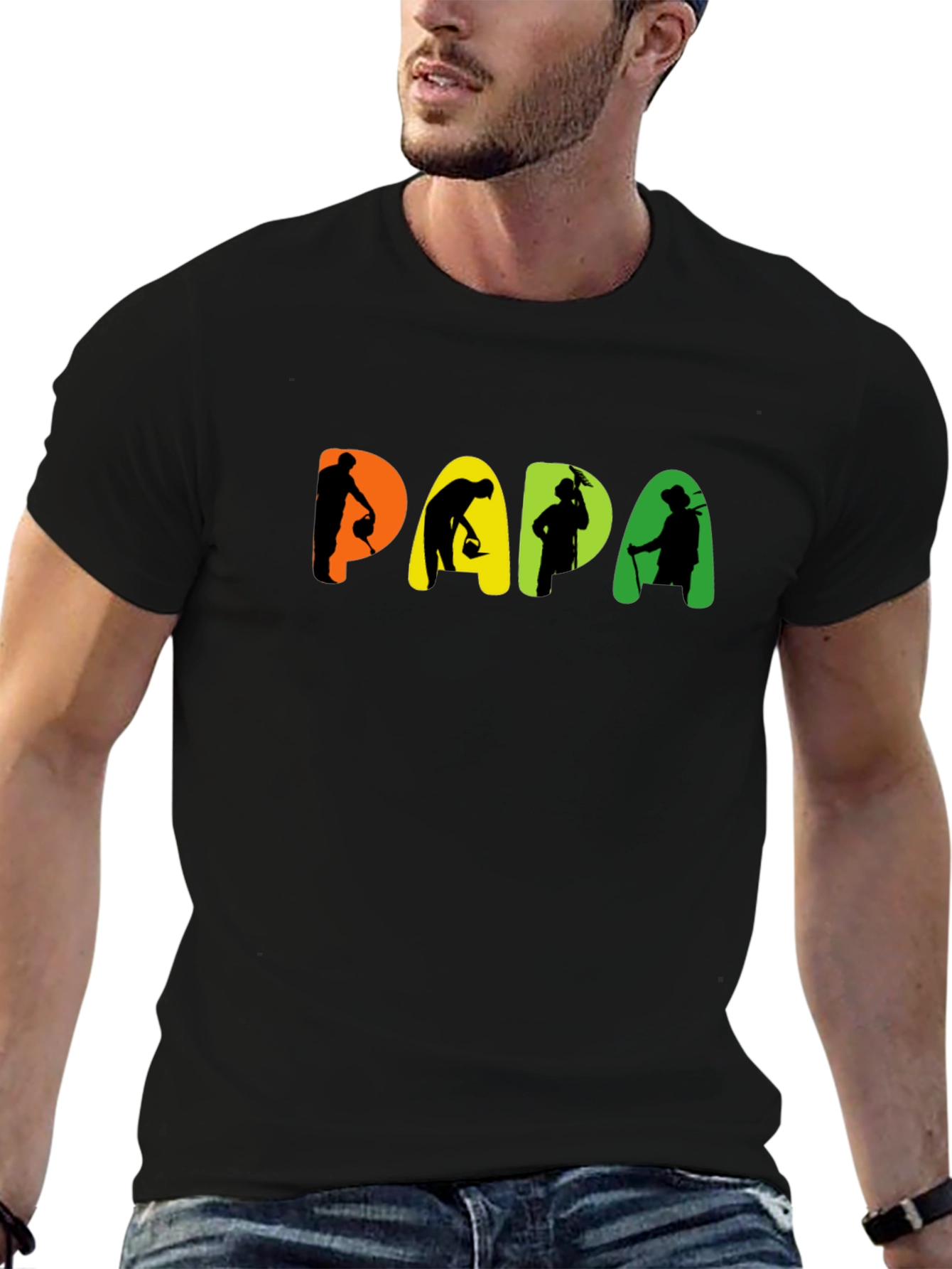 Papa Gardener Graphic Black T-Shirt