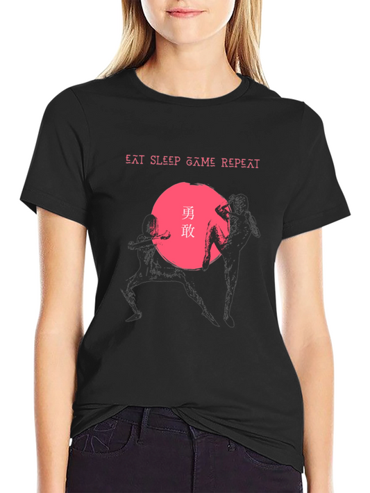 Eat Sleep Game Repeat Black T-Shirt - Martial Arts Design