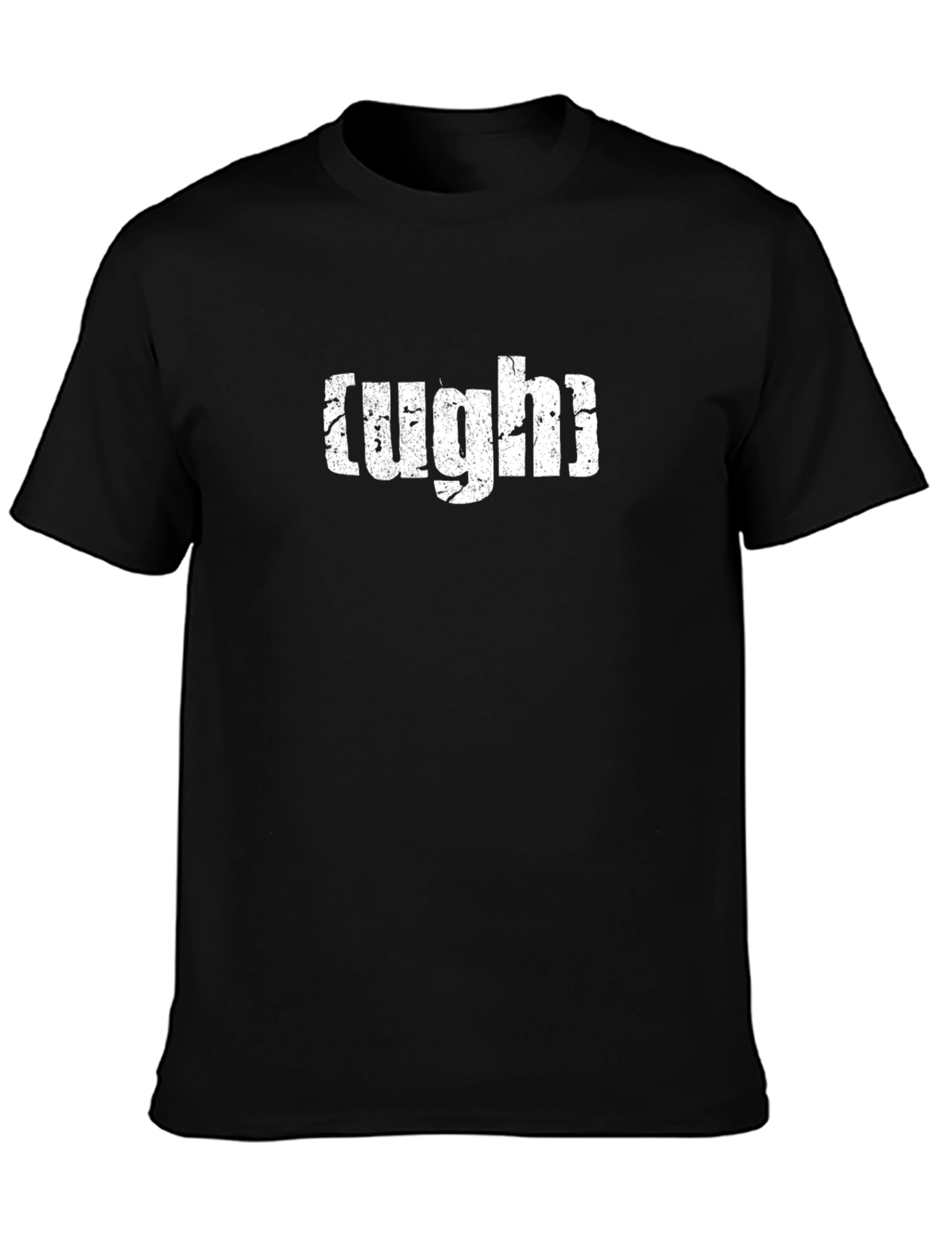 Ugh Distressed Graphic Tee - Black Cotton Casual T-Shirt