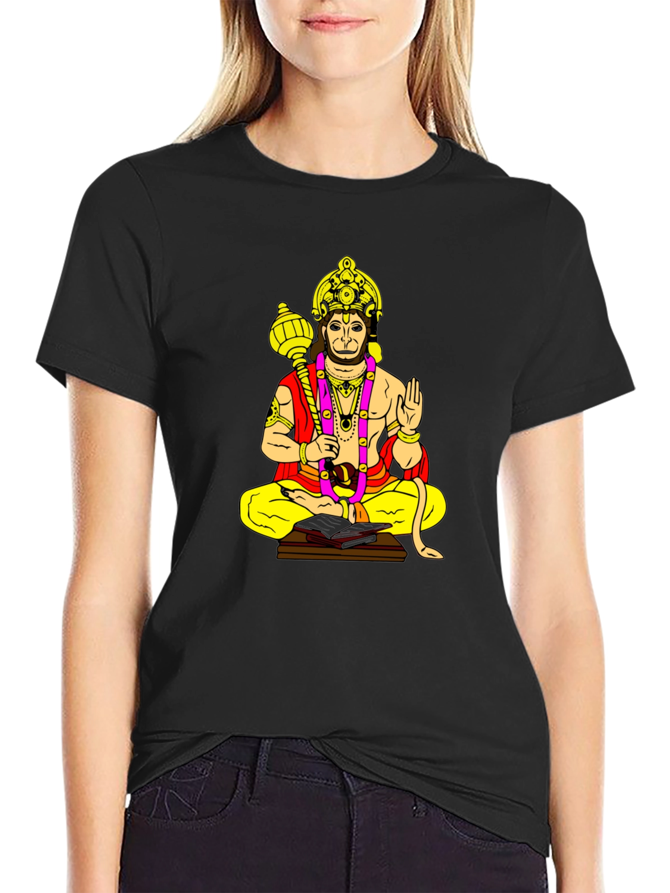 Hanuman Graphic Print Black T-Shirt