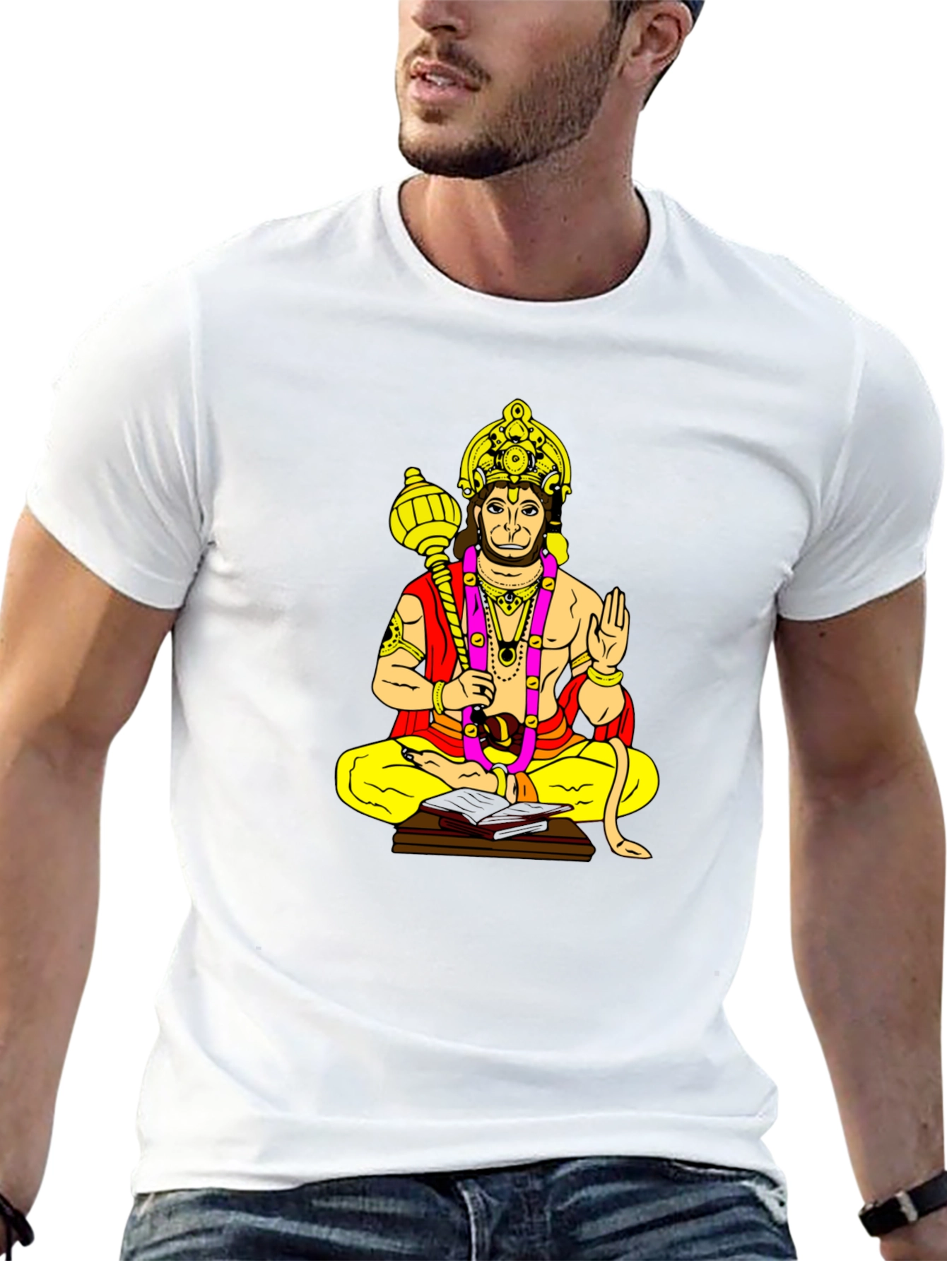 Hanuman Graphic Print Black T-Shirt