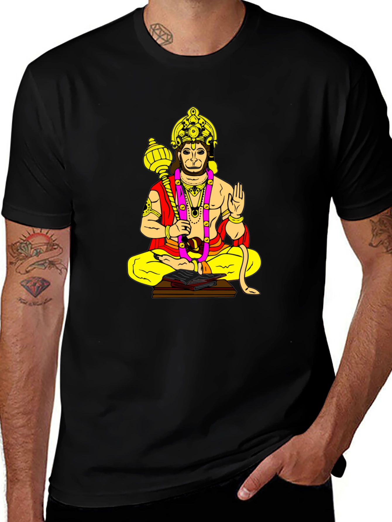 Hanuman Graphic Print Black T-Shirt