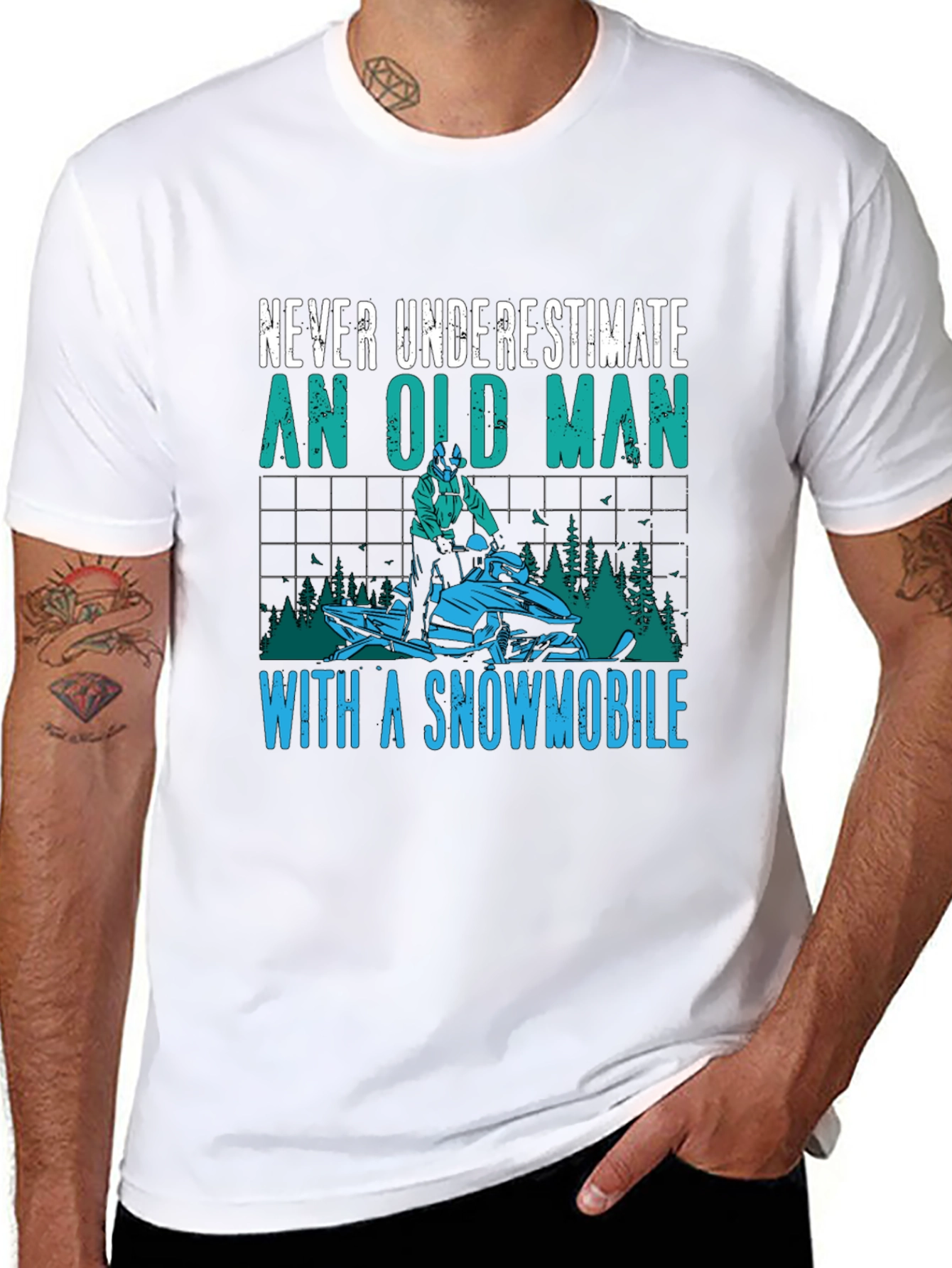 Never Underestimate an Old Man Snowmobile T-Shirt