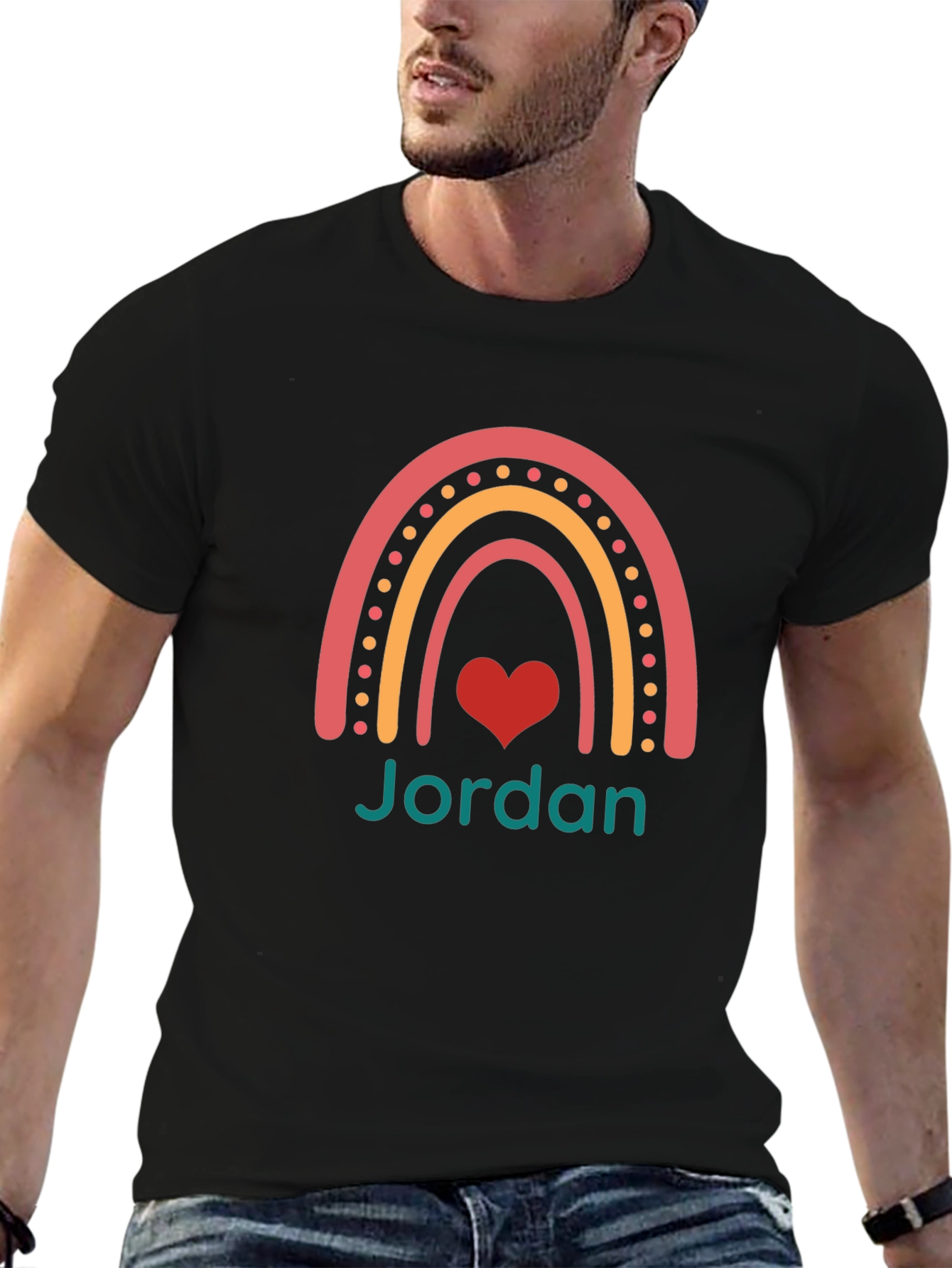 Jordan Rainbow Heart Graphic T-Shirt - Black