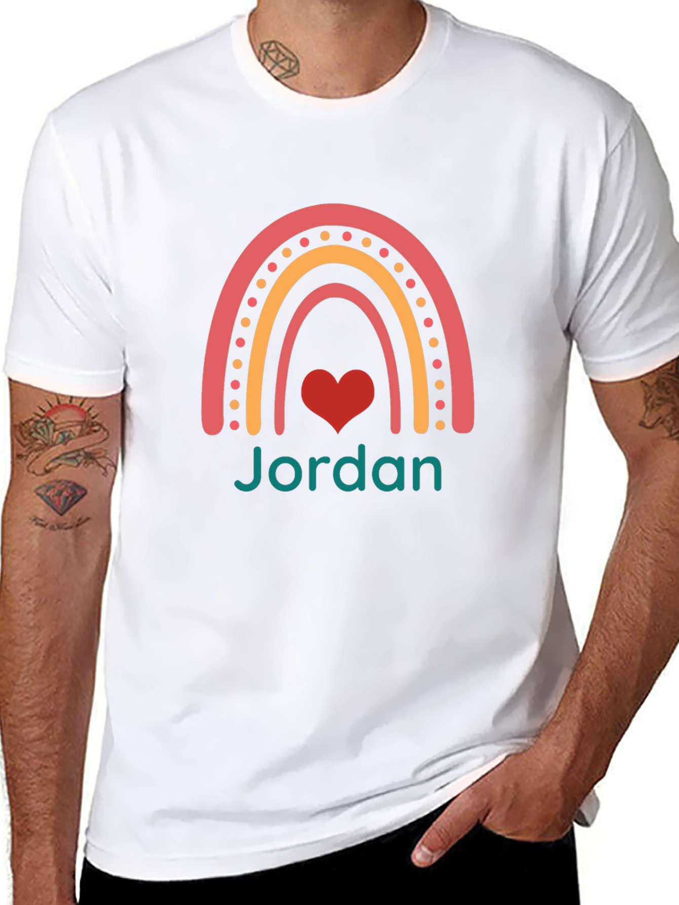 Jordan Rainbow Heart Graphic T-Shirt - Black