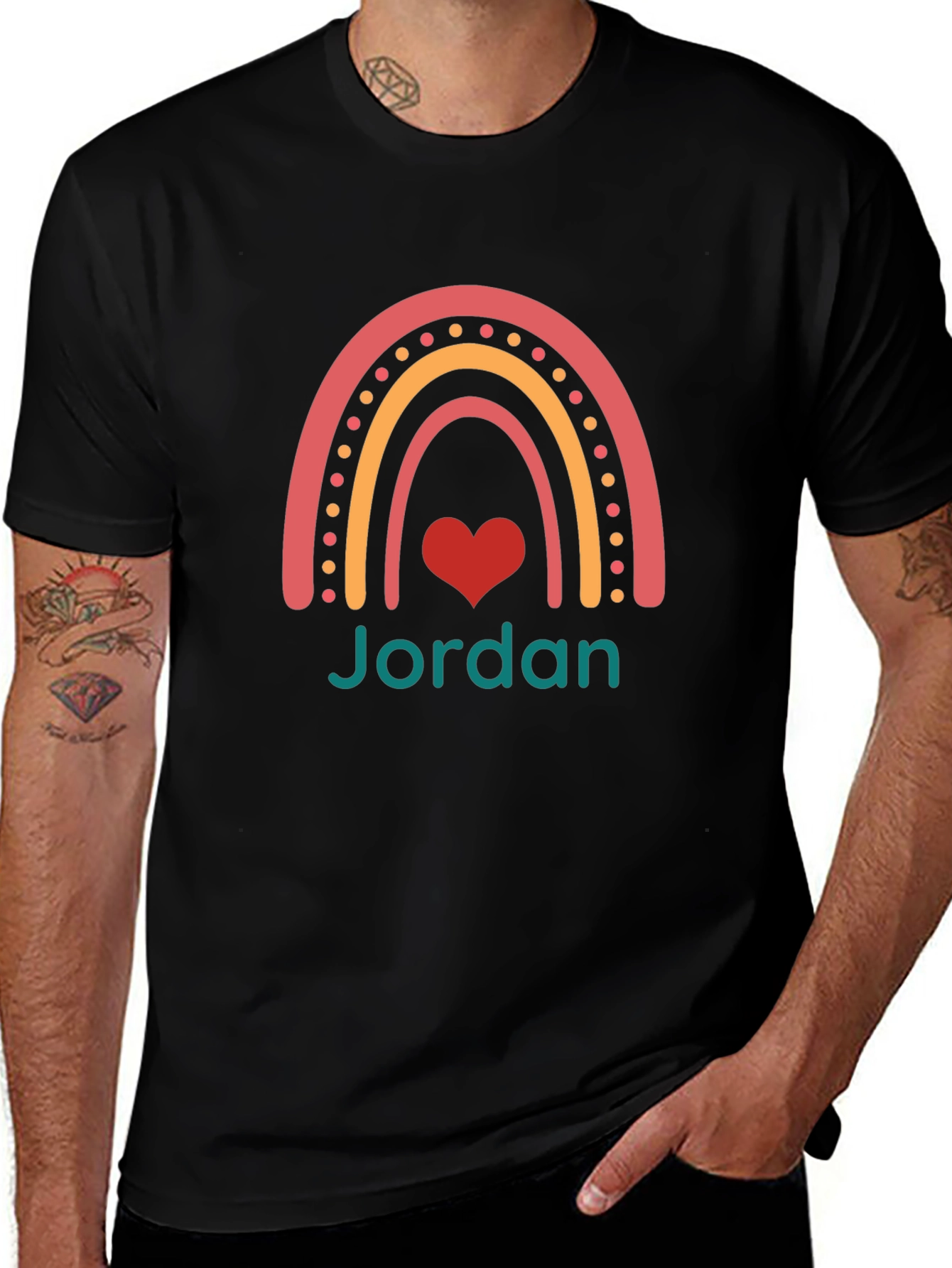 Jordan Rainbow Heart Graphic T-Shirt - Black