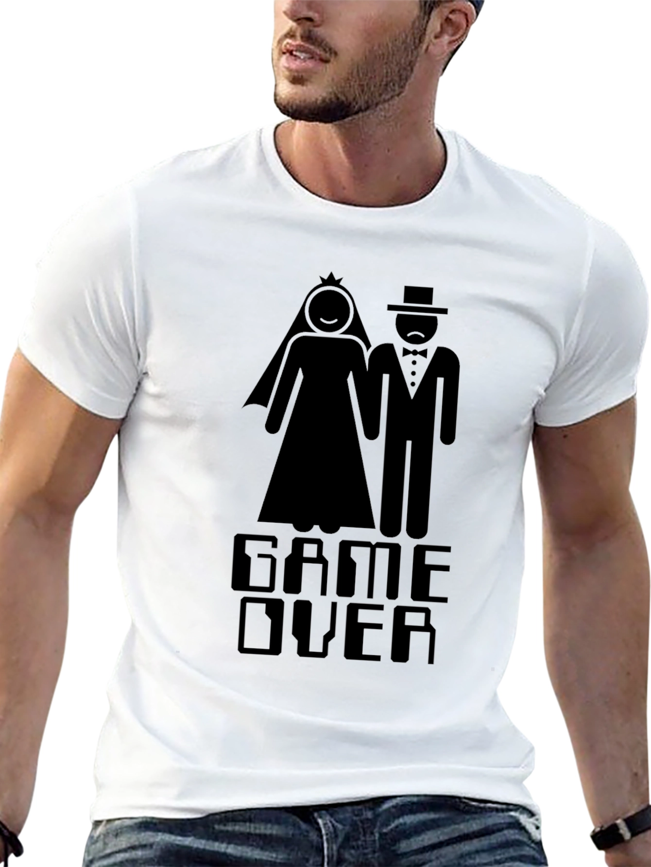 Game Over Wedding T-Shirt - Black