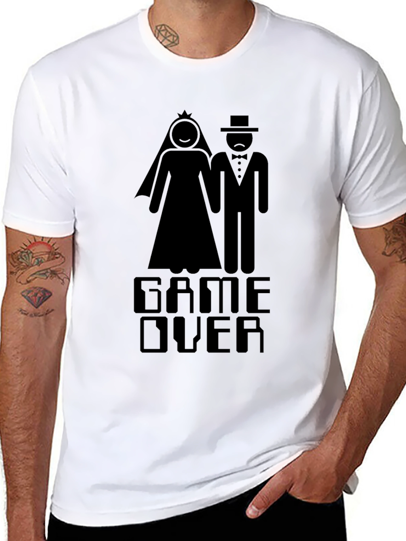 Game Over Wedding T-Shirt - Black