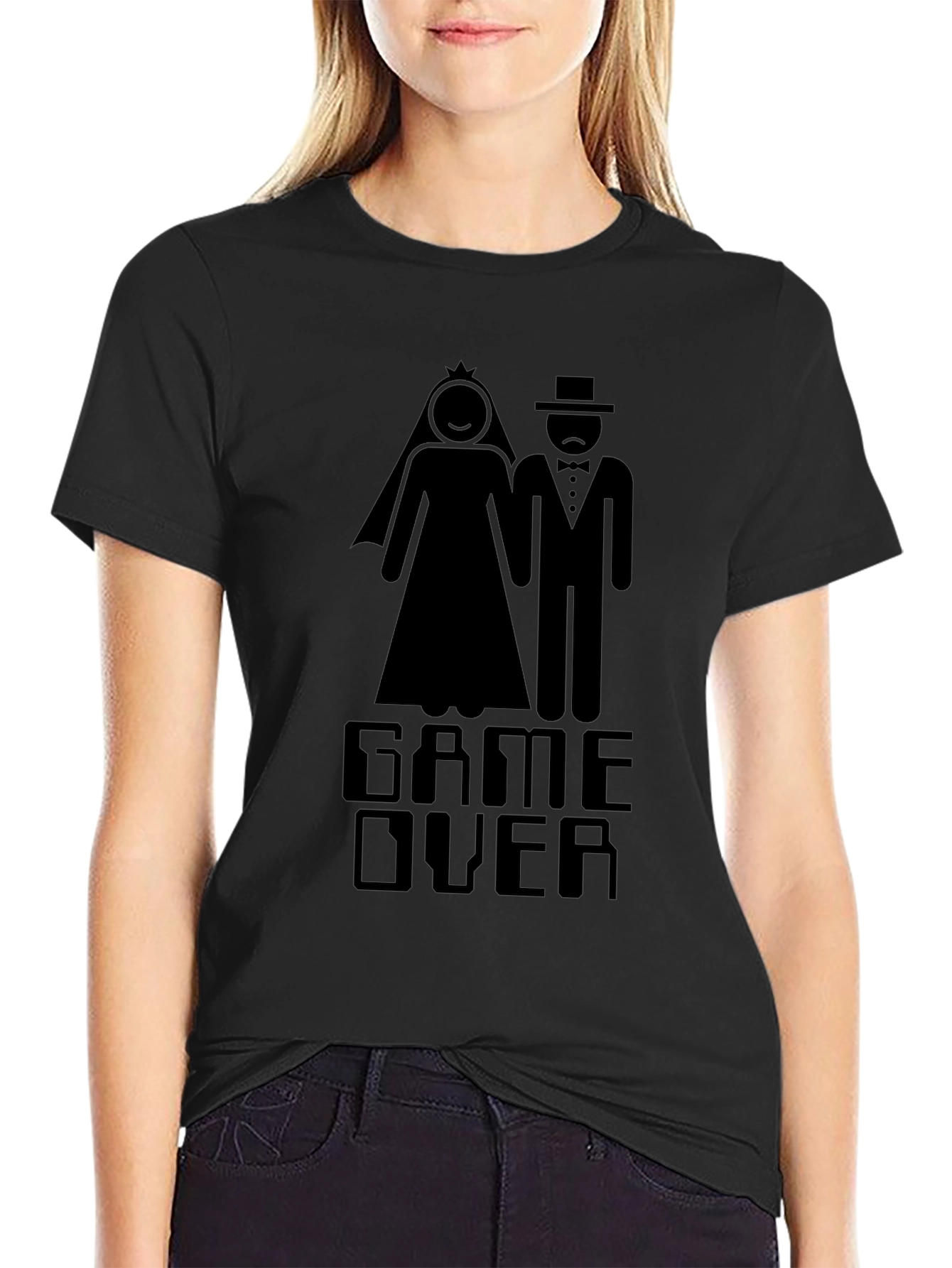 Game Over Wedding T-Shirt - Black