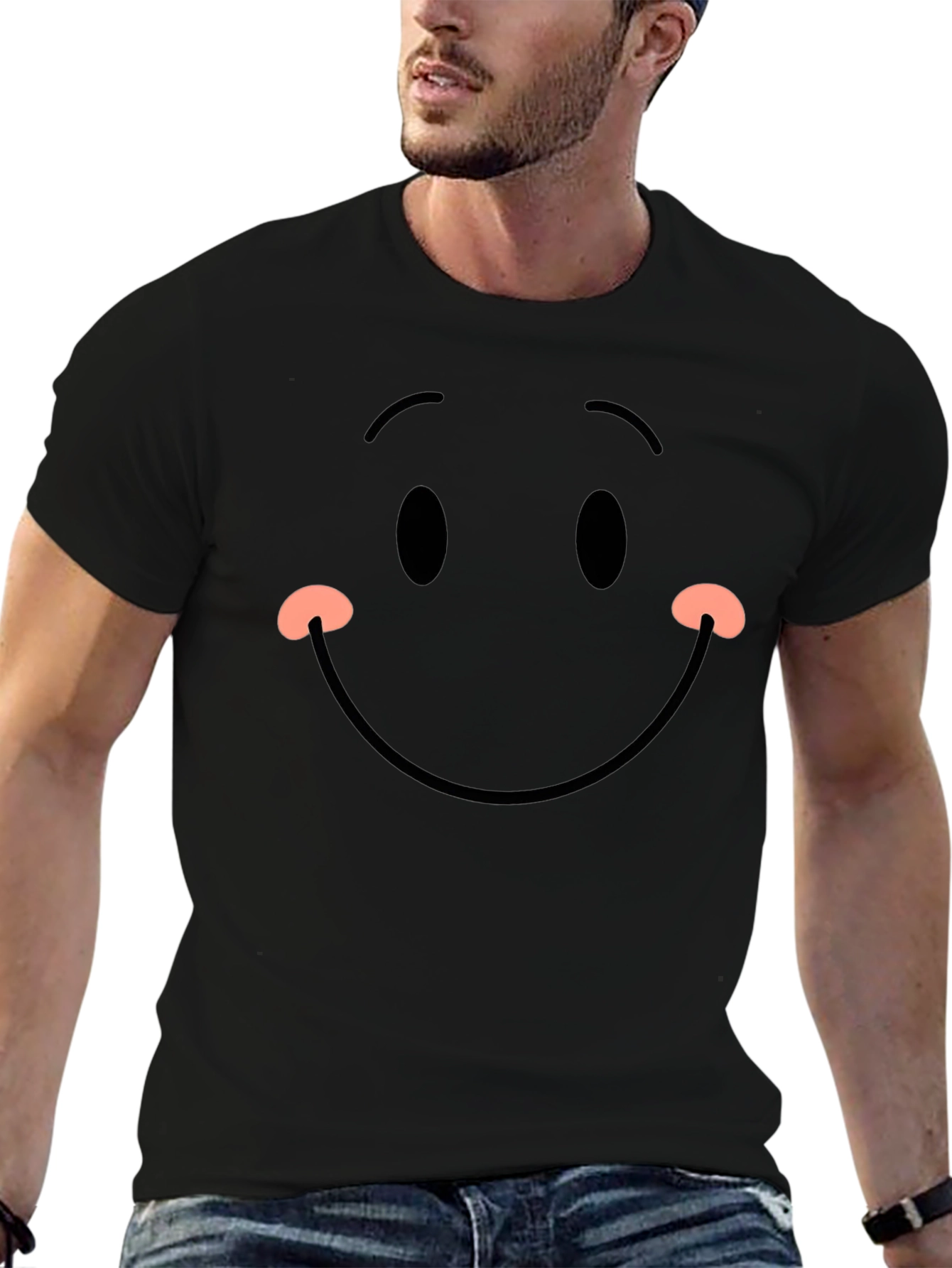 Smiley Face Black T-Shirt - Happy Graphic Tee