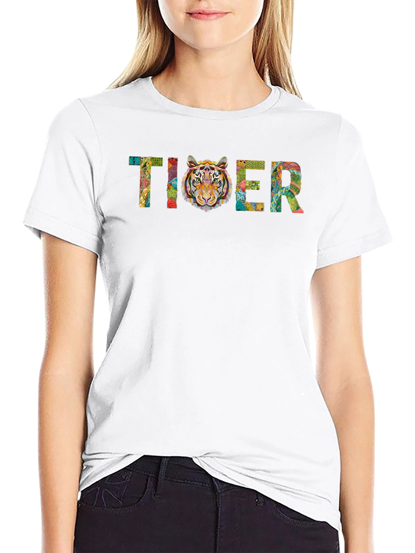 Tiger Graphic Print Crewneck T-Shirt