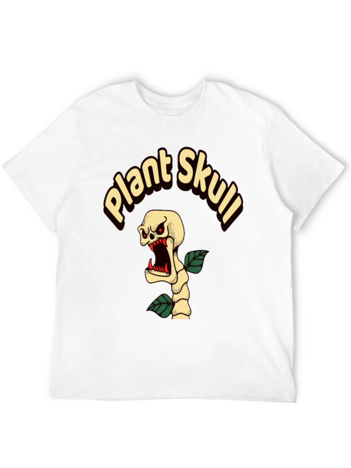 Plant Skull Graphic T-Shirt - Black Cotton Tee