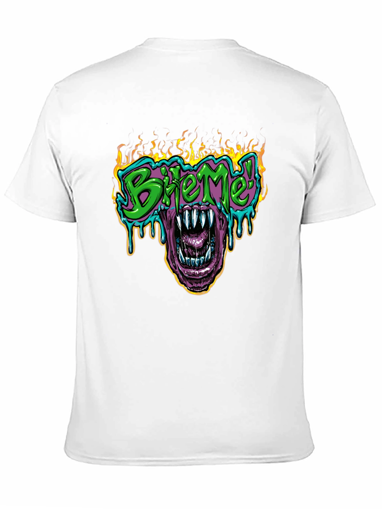 Bite Me T-Shirt - Fiery Graphic Print Tee