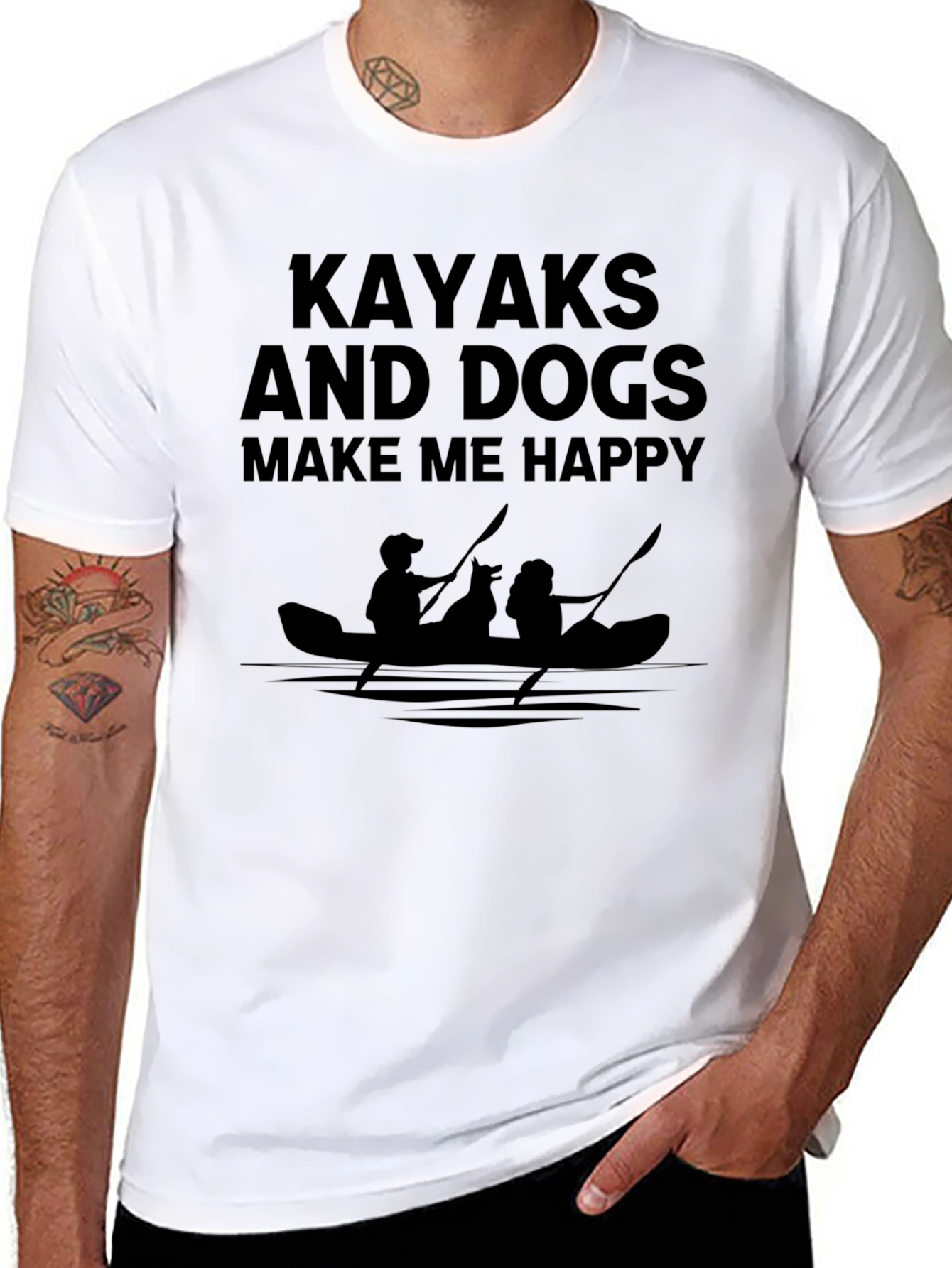 Kayaks & Dogs Make Me Happy T-Shirt – Outdoor Dog Lover Tee