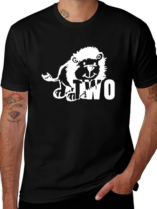 Cute Lion Two Graphic Black T-Shirt