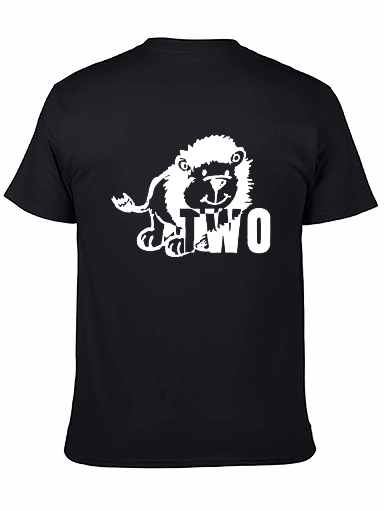 Cute Lion Two Graphic Black T-Shirt