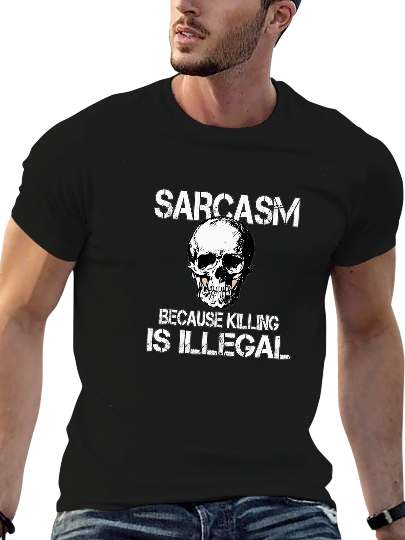 Sarcasm Skull Graphic T-Shirt - Funny Novelty Tee