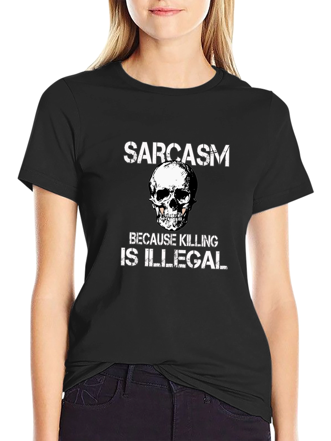 Sarcasm Skull Graphic T-Shirt - Funny Novelty Tee