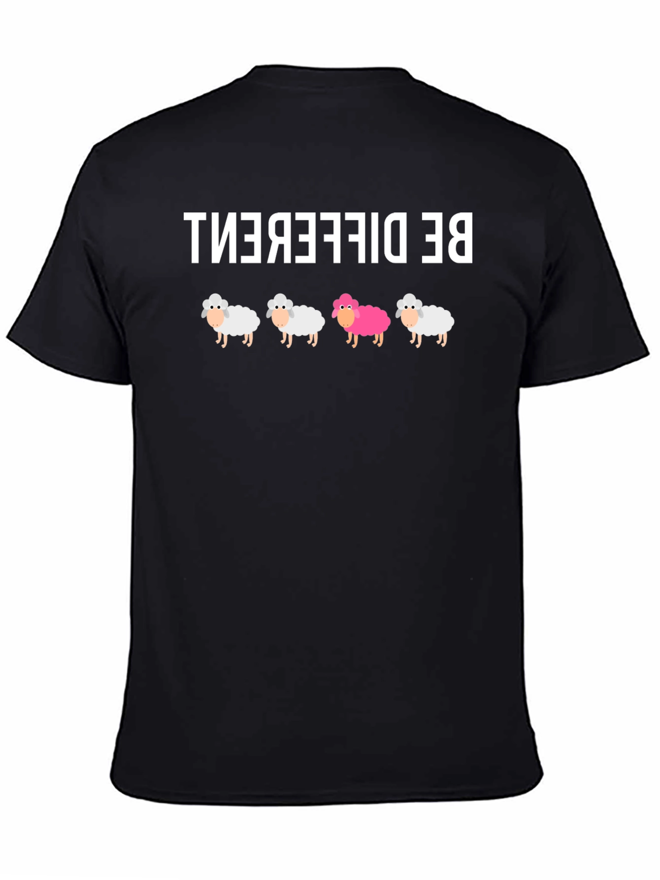 Be Different Sheep Graphic Tee - Black Cotton T-Shirt