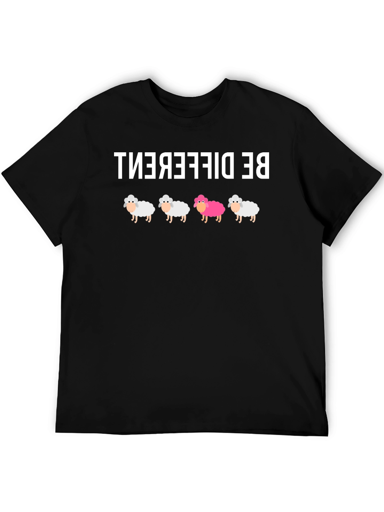 Be Different Sheep Graphic Tee - Black Cotton T-Shirt