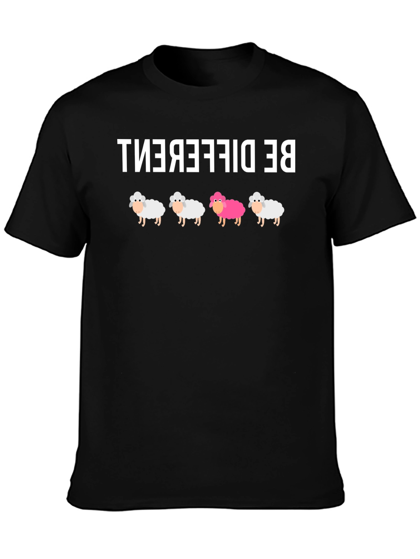 Be Different Sheep Graphic Tee - Black Cotton T-Shirt