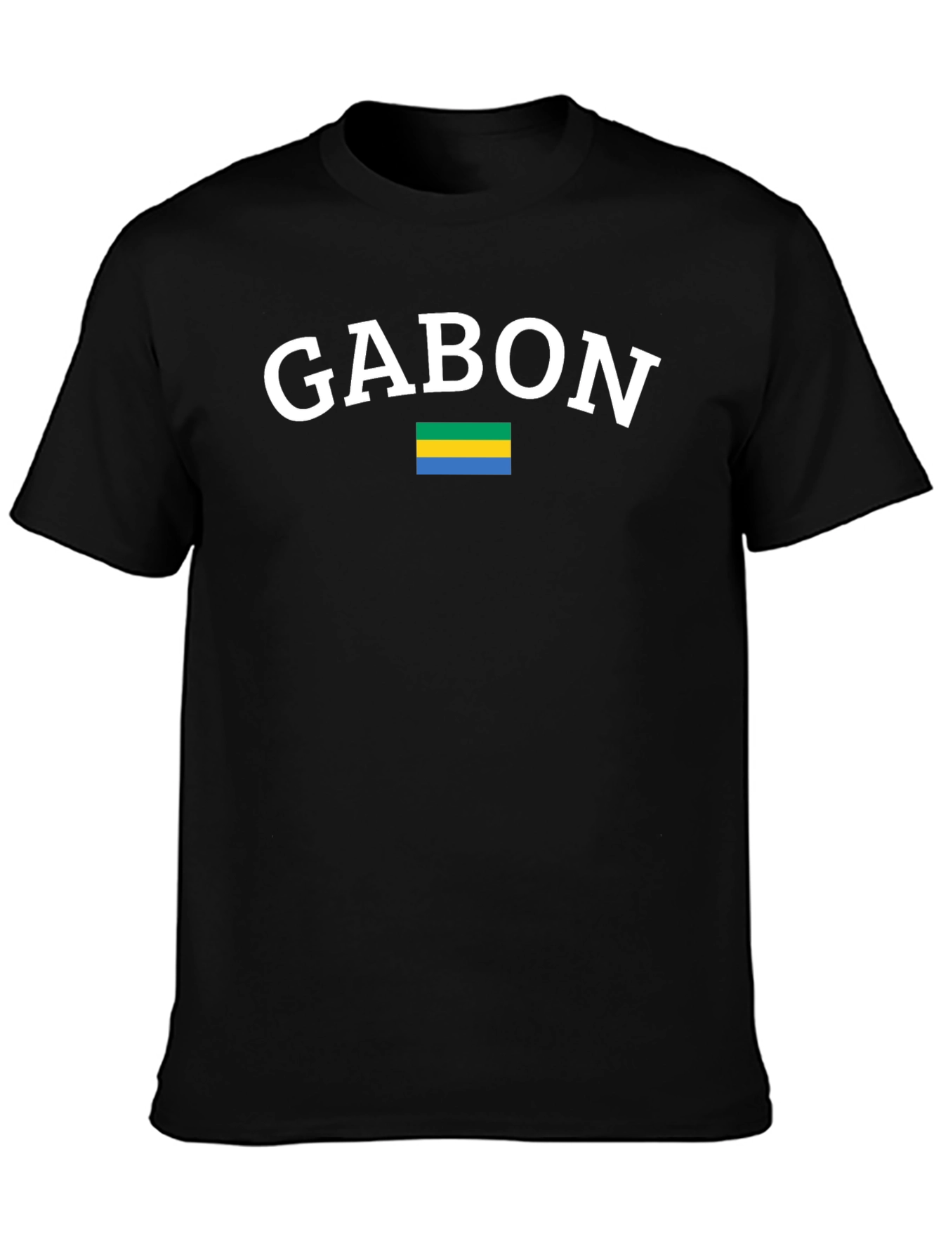 Gabon Flag Graphic T-Shirt - Black Cotton Tee