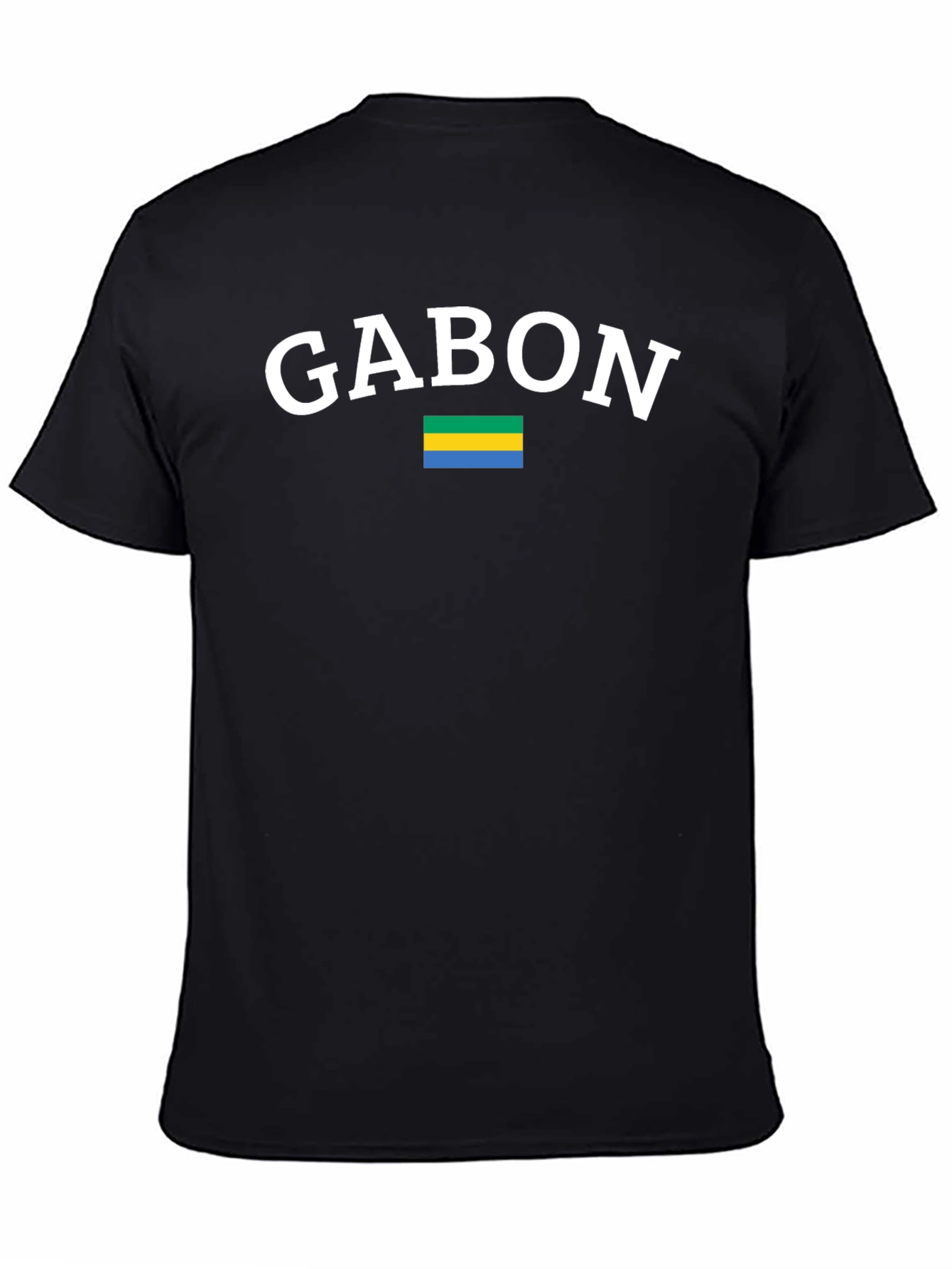 Gabon Flag Graphic T-Shirt - Black Cotton Tee