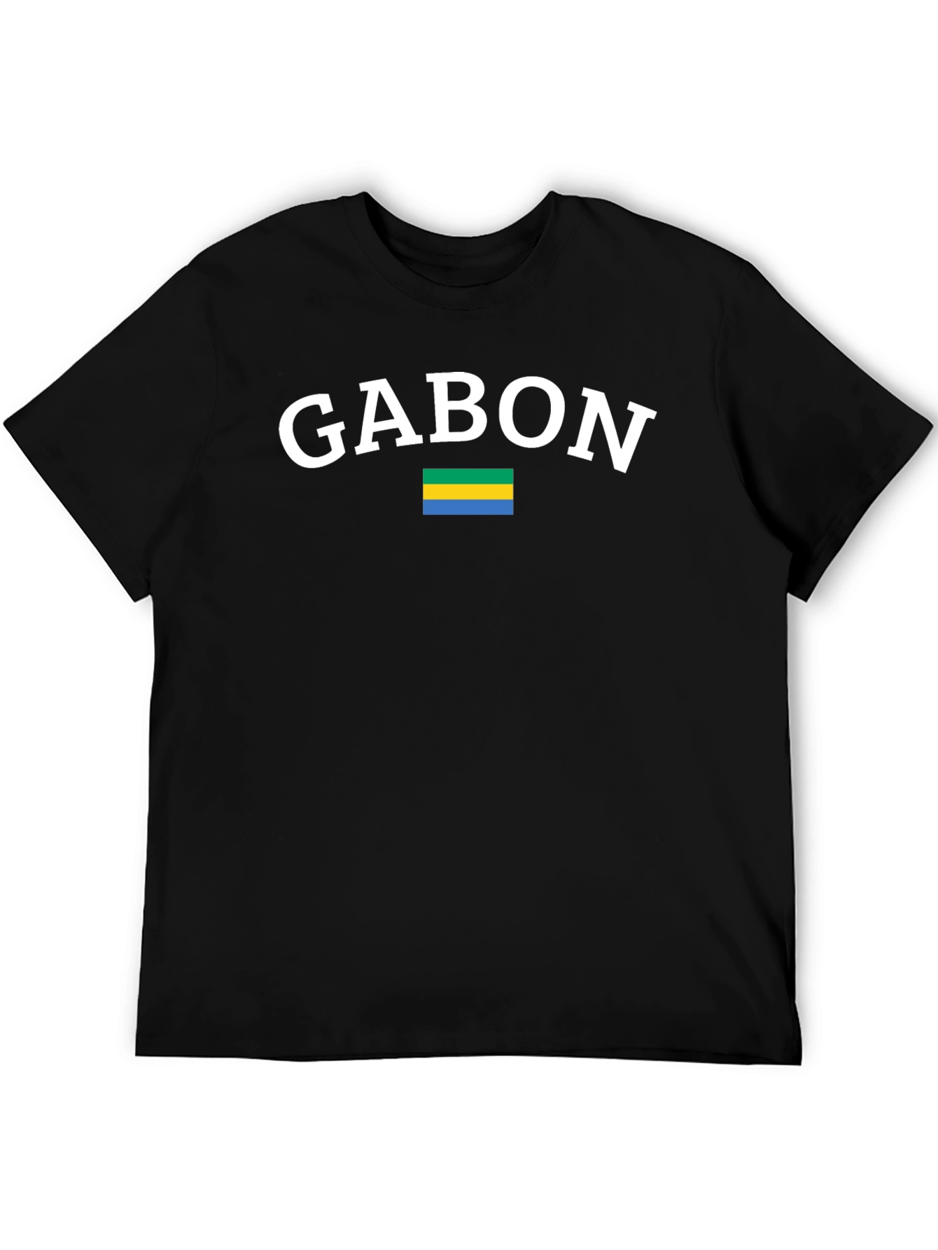 Gabon Flag Graphic T-Shirt - Black Cotton Tee