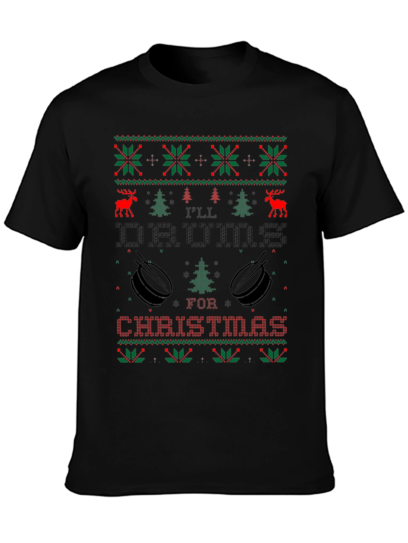 Ill Drums for Christmas Ugly Sweater Style T-Shirt