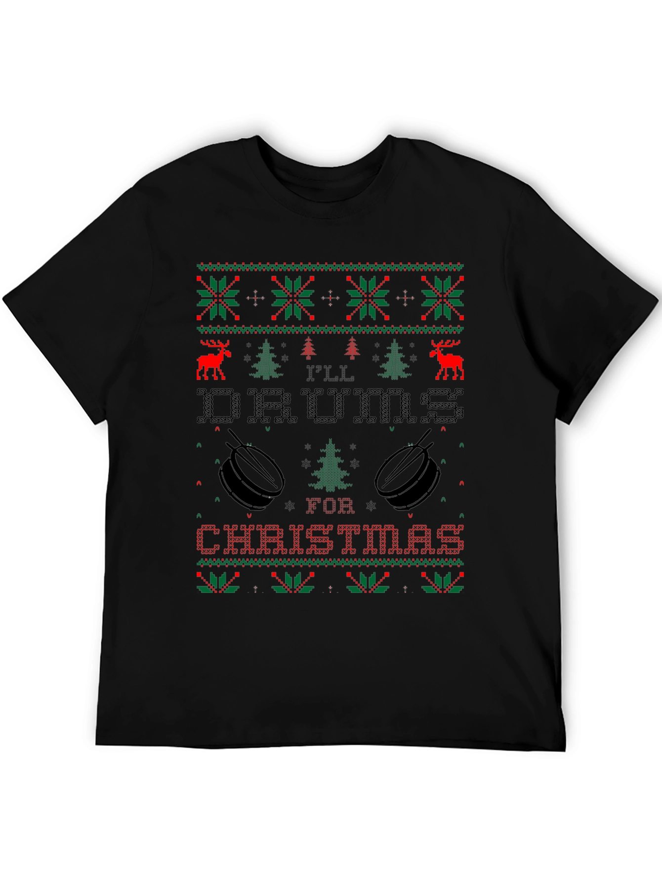 Ill Drums for Christmas Ugly Sweater Style T-Shirt