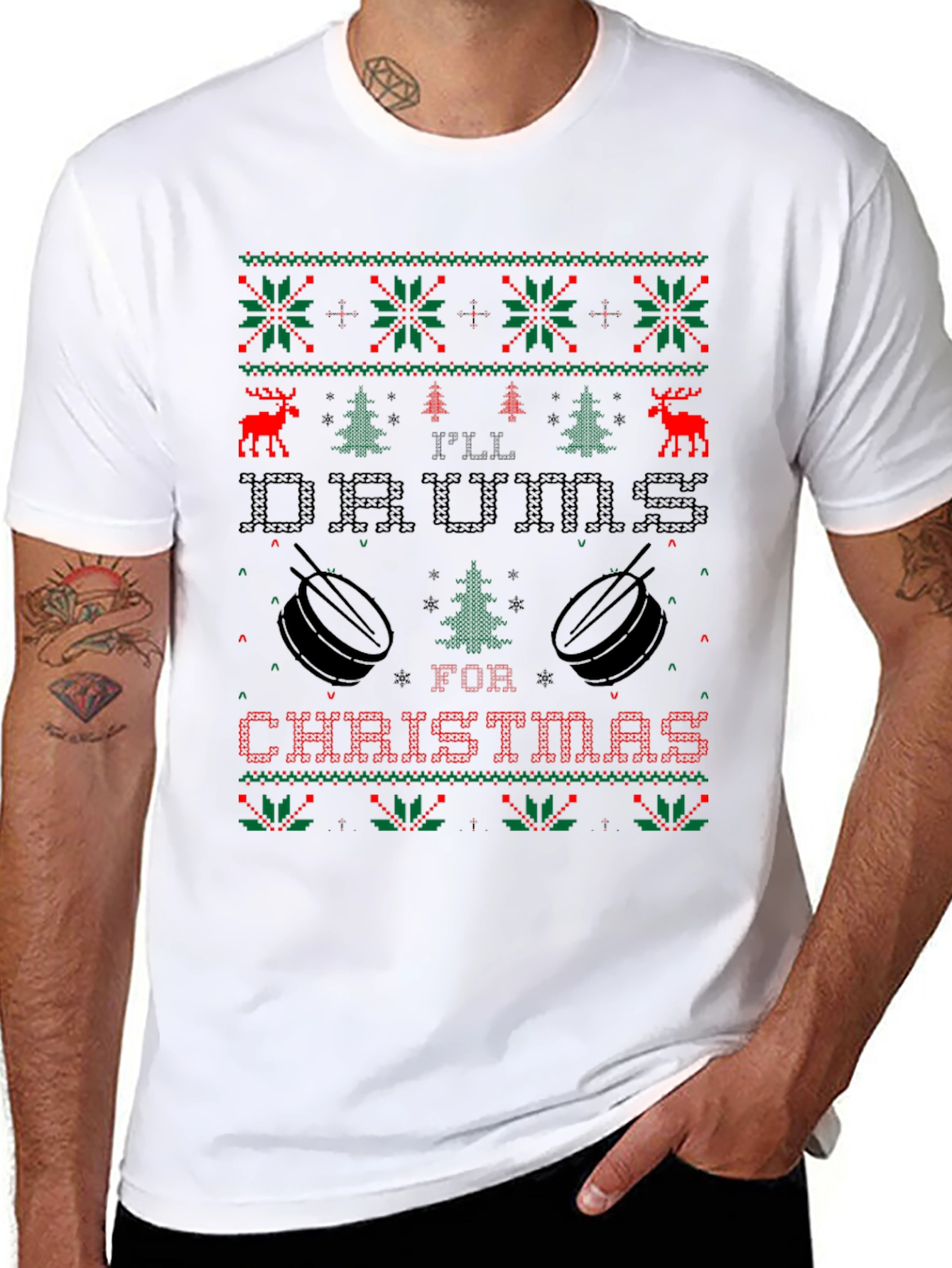 Ill Drums for Christmas Ugly Sweater Style T-Shirt