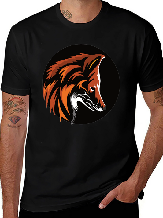 Stylish Black T-Shirt with Bold Fox Design