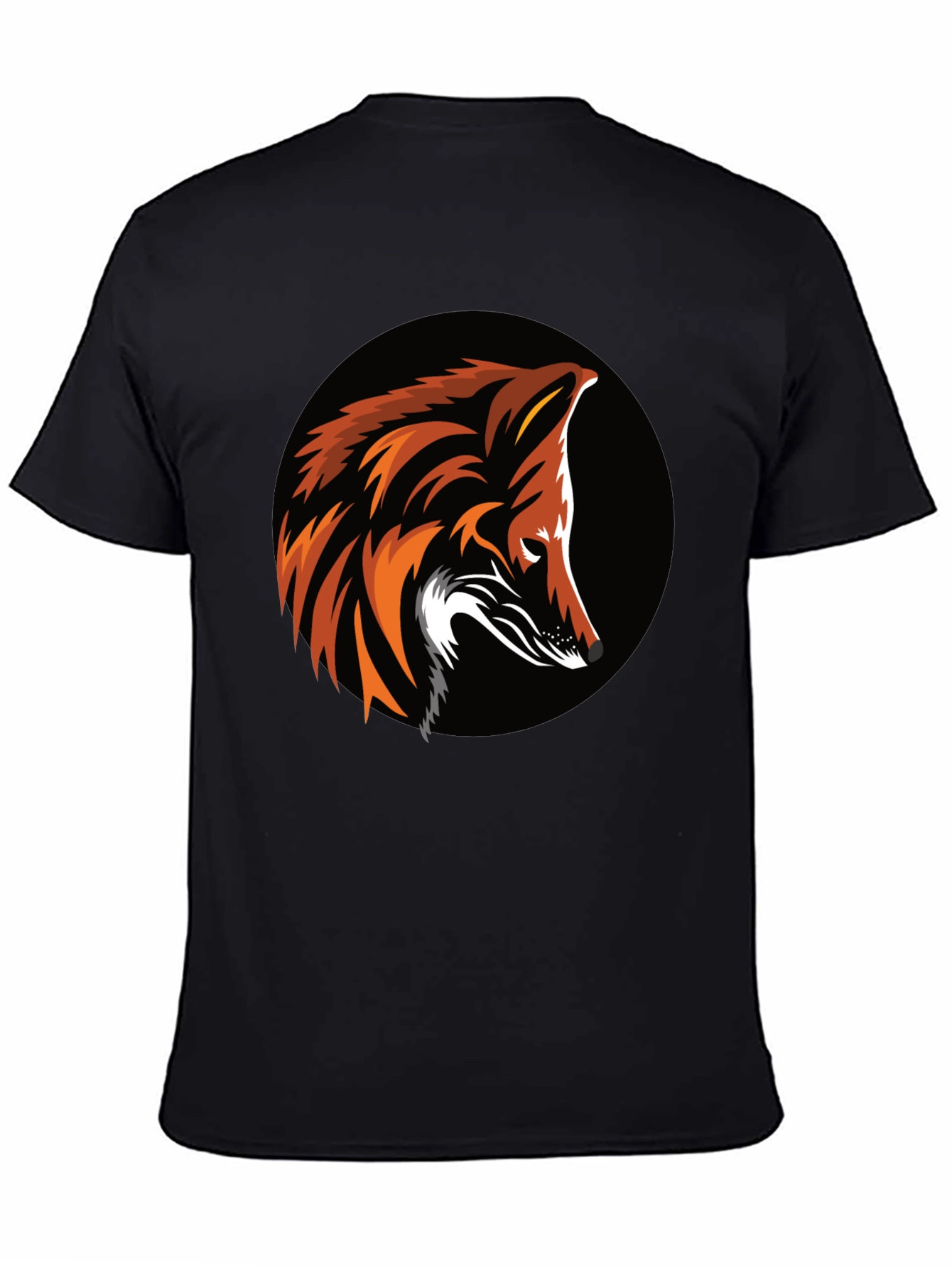 Stylish Black T-Shirt with Bold Fox Design