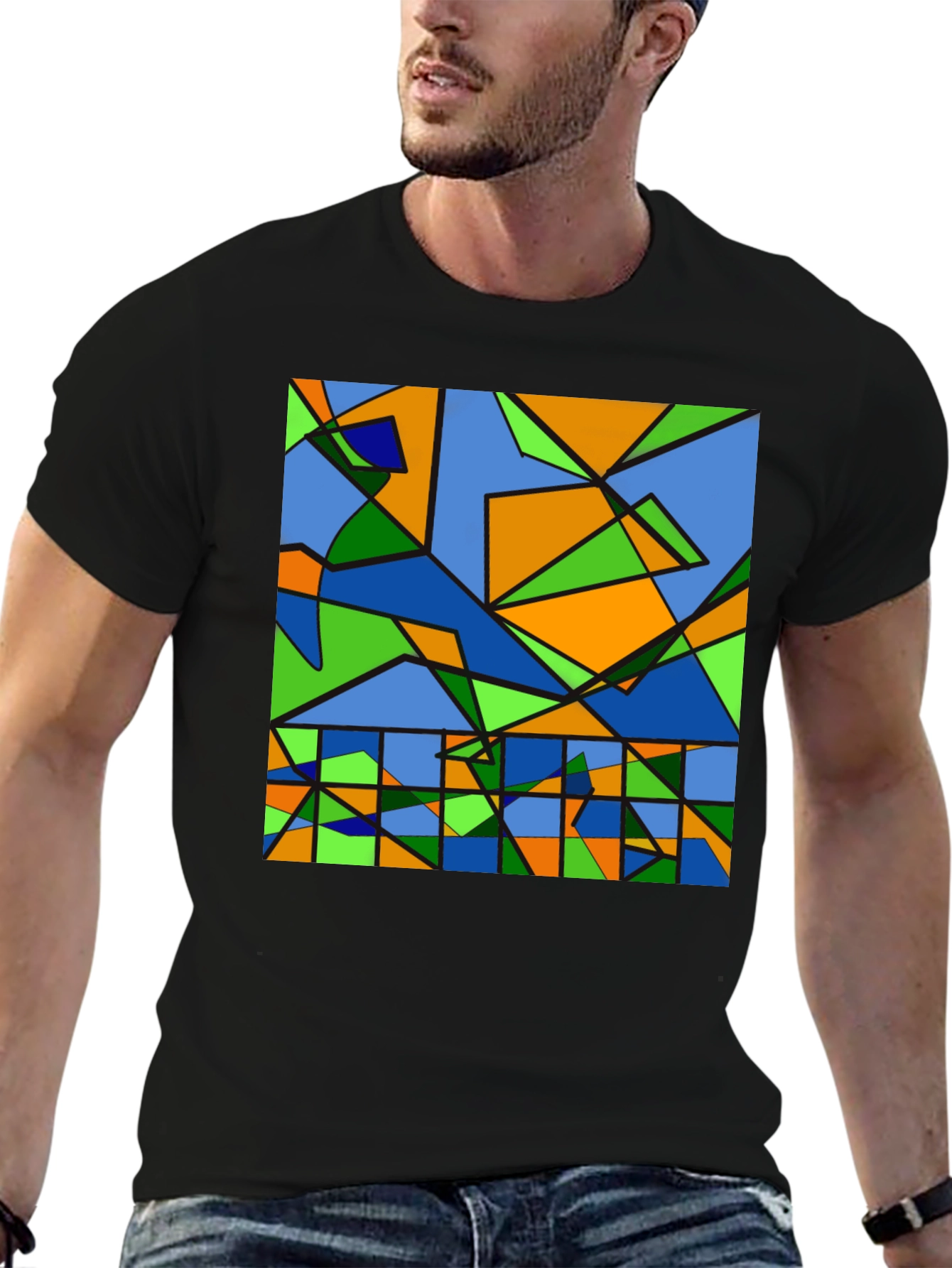 Abstract Geometric Graphic Tee - Modern Art Shirt