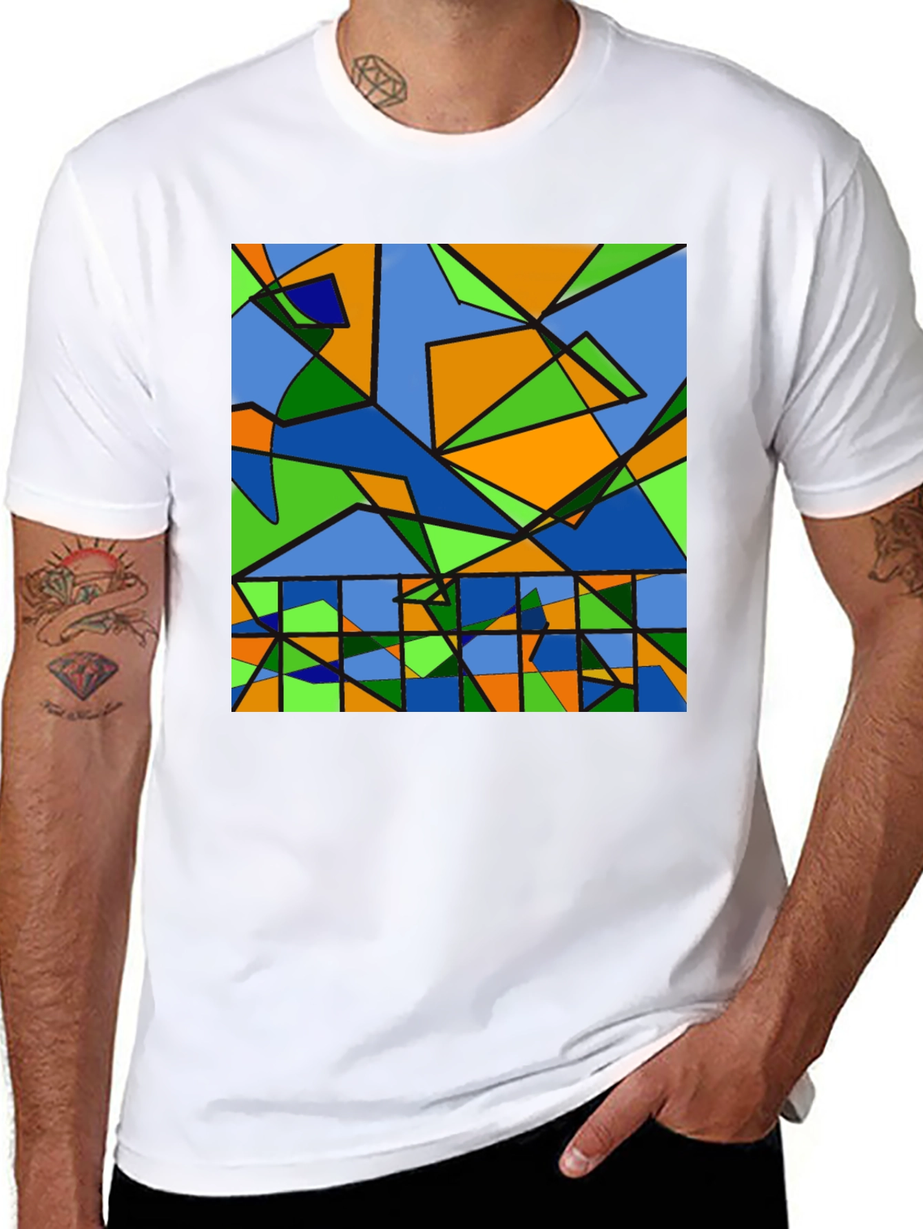 Abstract Geometric Graphic Tee - Modern Art Shirt