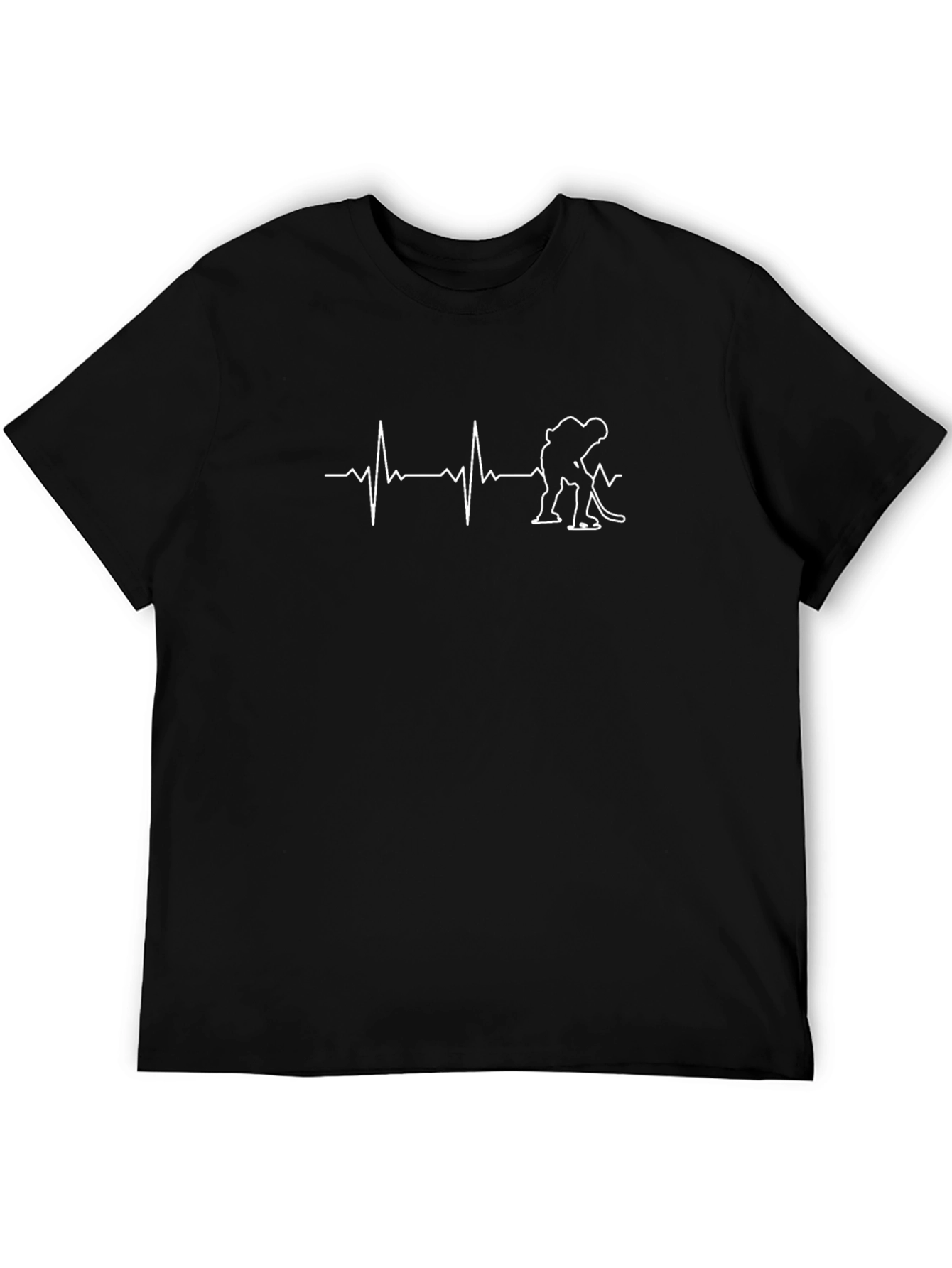 Hockey Heartbeat Graphic Tee - Black Cotton T-Shirt