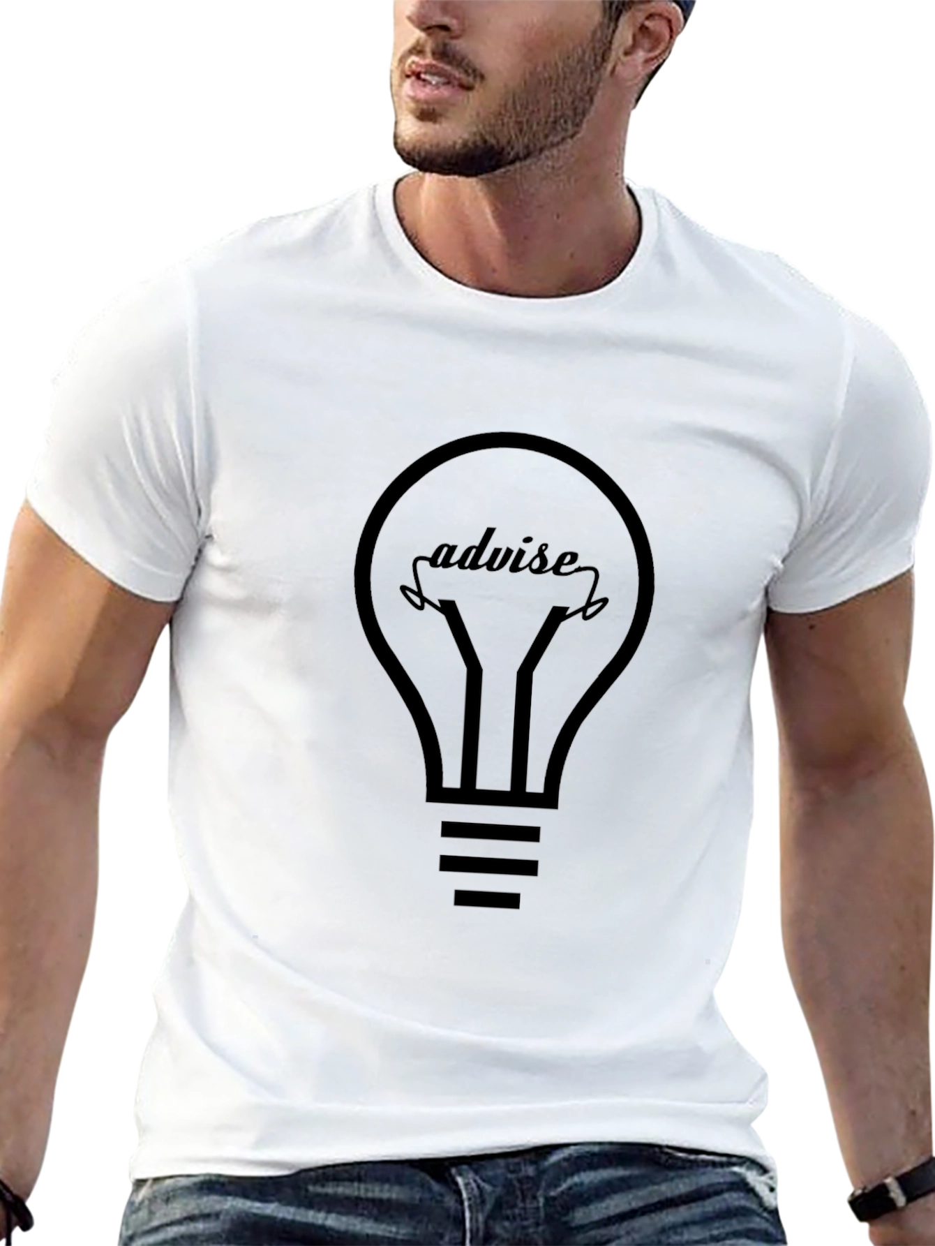 Advise Light Bulb Graphic T-Shirt - Black