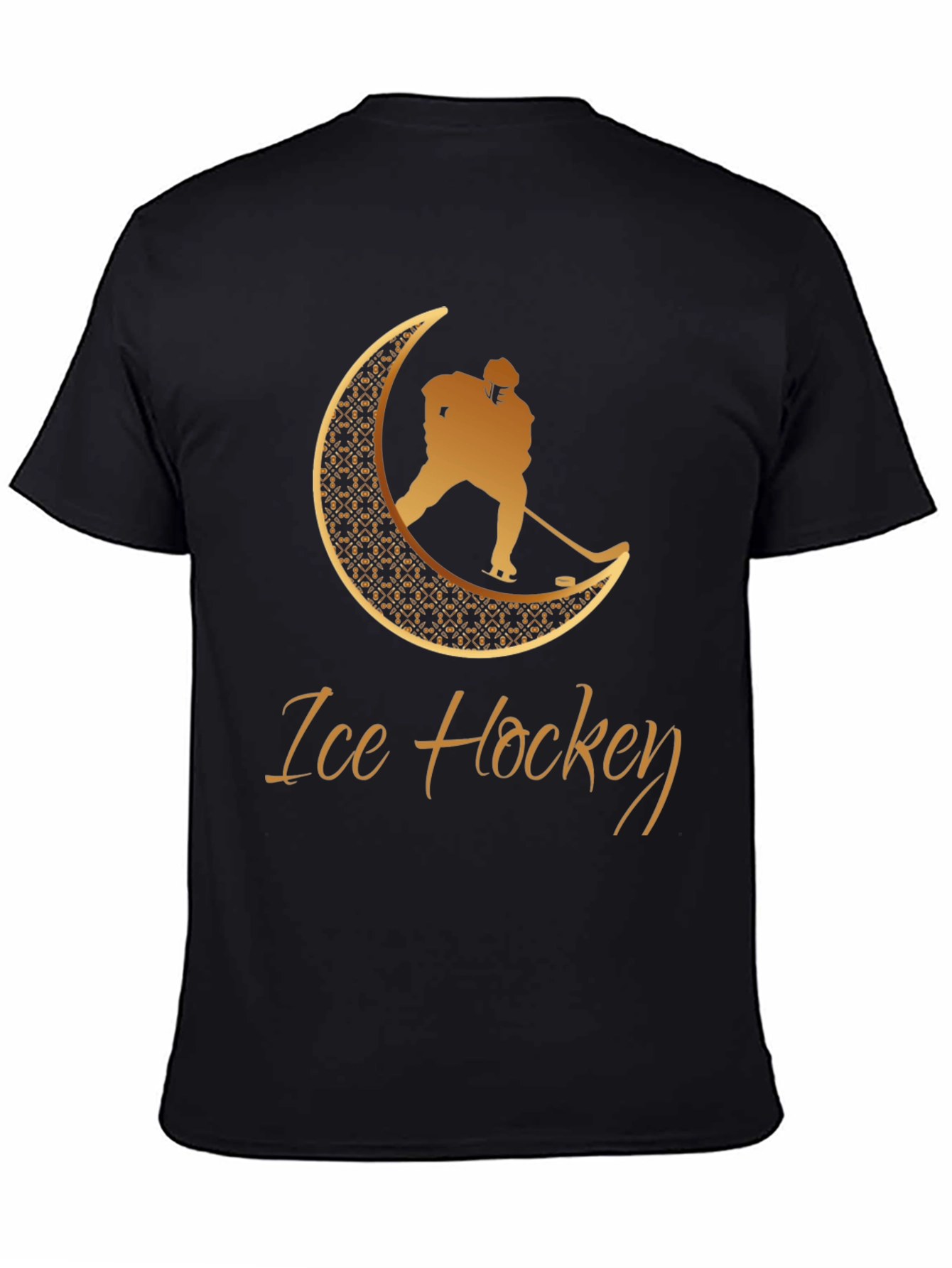 Ice Hockey Crescent Moon Graphic Tee