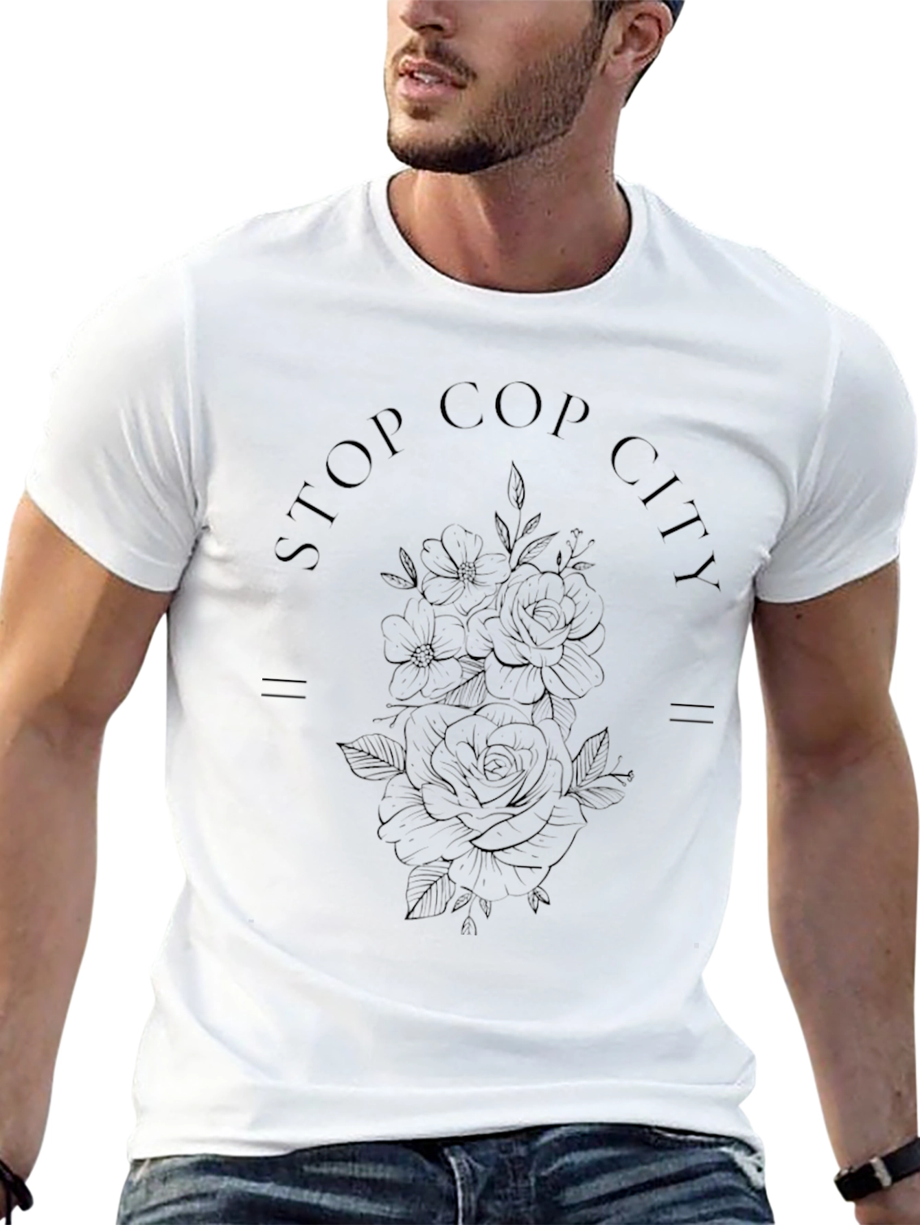 Stop Cop City Floral Graphic T-Shirt