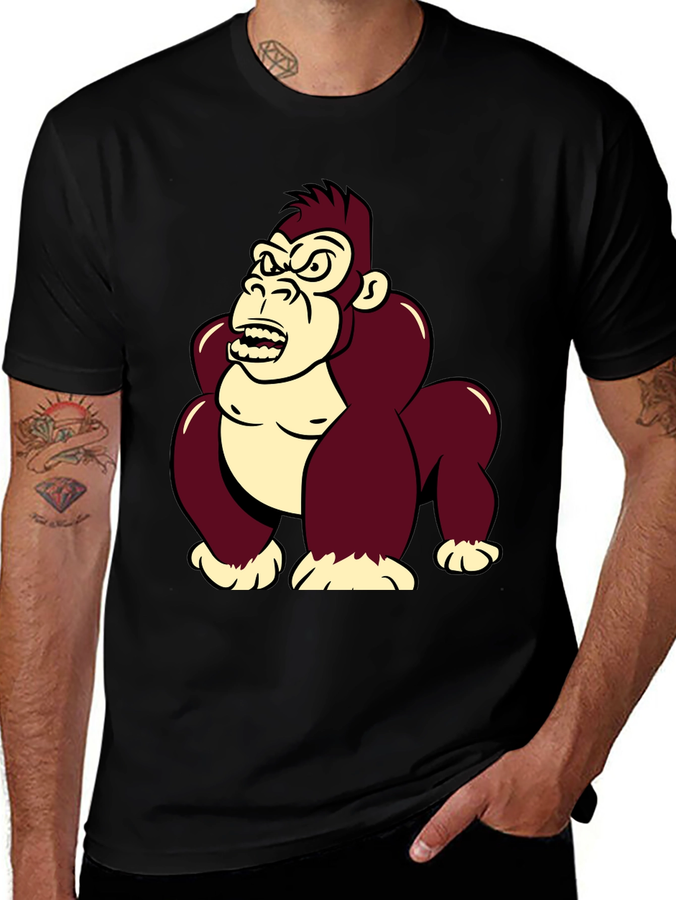 Angry Gorilla Graphic T-Shirt - Cool Cartoon Design