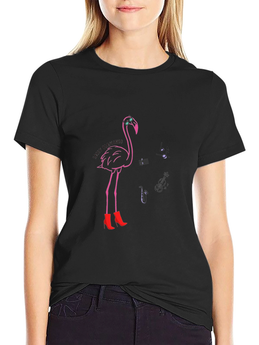 Funky Flamingo T-Shirt - Black